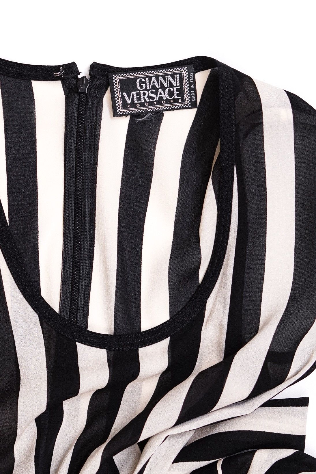 Versace Gianni Versace Black White Vertical Stripe Silk Long Dress Size S / US 4 / IT 40 - 8 Thumbnail