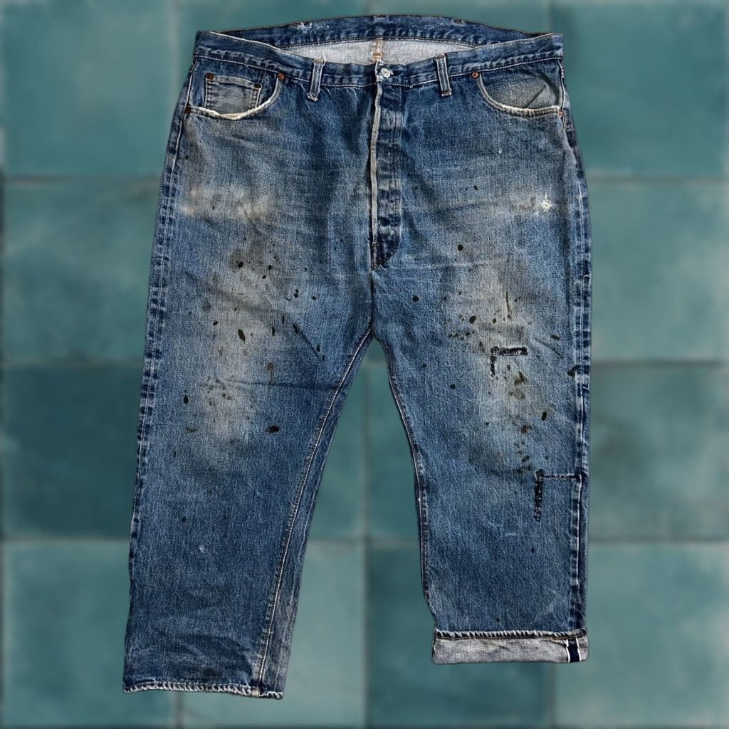Levi's Levi's 501 Vintage 70s Jeans Men Medium Wash Redline Selvedge USA Distressed Cotton Straight Size US 32 / EU 48 - 1 Thumbnail