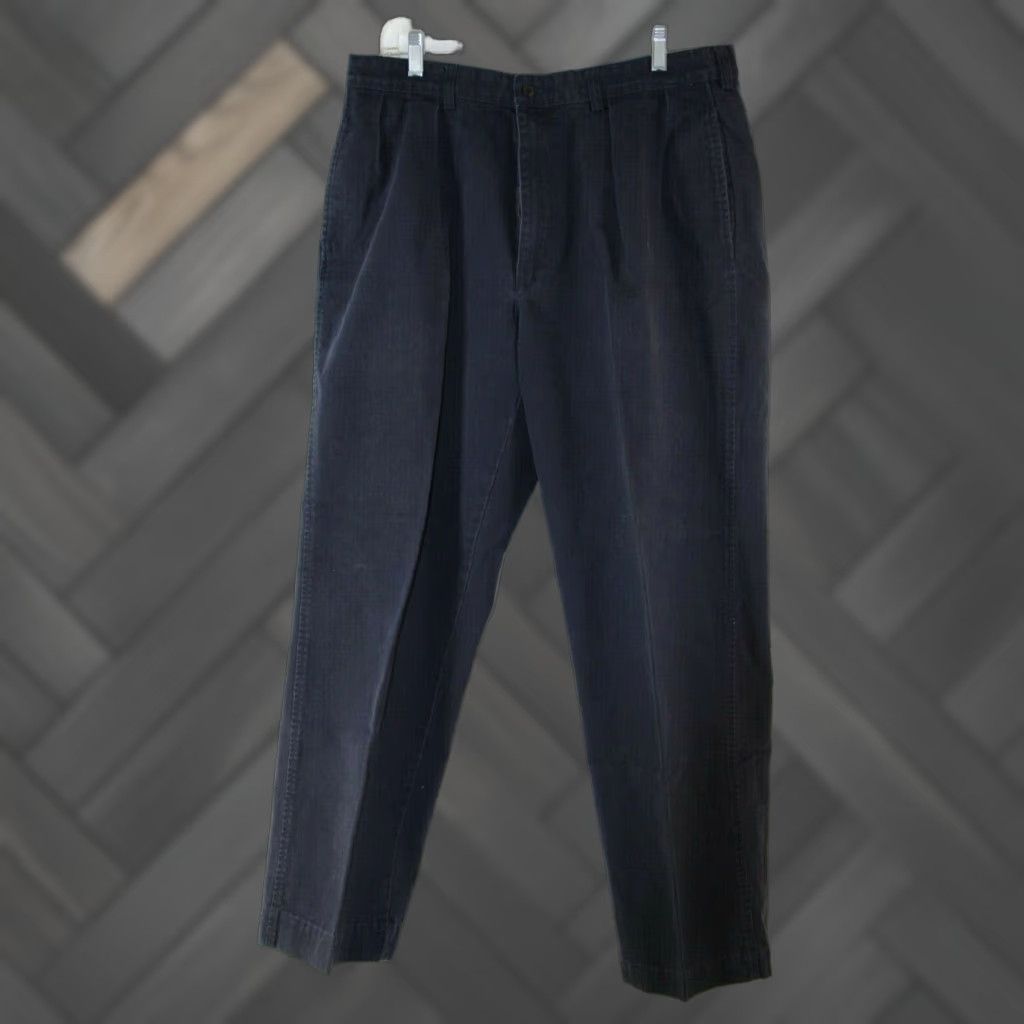 VINTAGE Polo Ralph Lauren Men's Pants 36 x 31 Chino Pleated Cotton Blue Casual