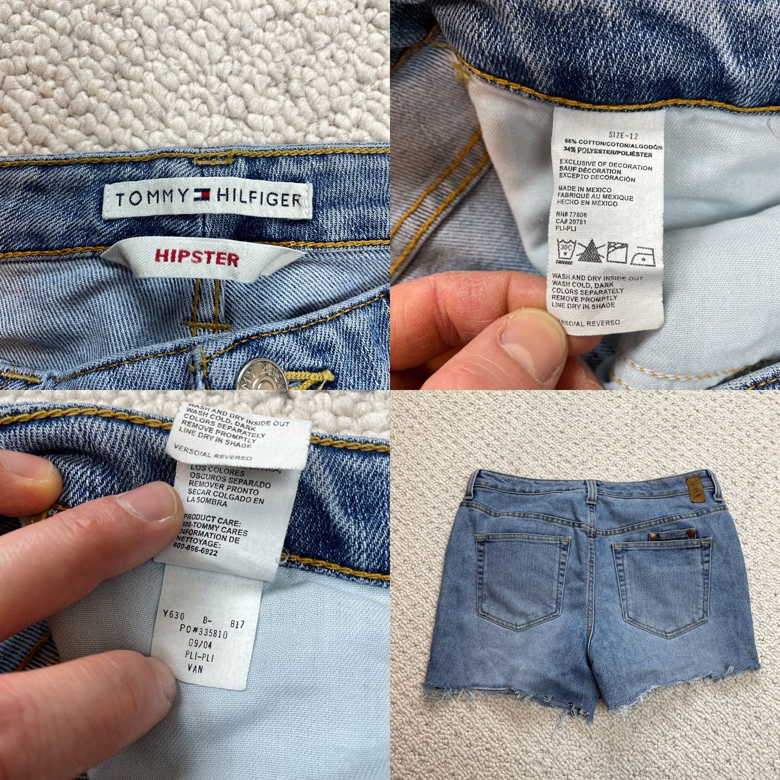 Tommy Hilfiger VINTAGE Tommy Hilfiger Jeans Shorts Womens 12 Hipster Blue Denim Medium Wash Cutoff Size 34" / US 12 / IT 48 - 8 Thumbnail