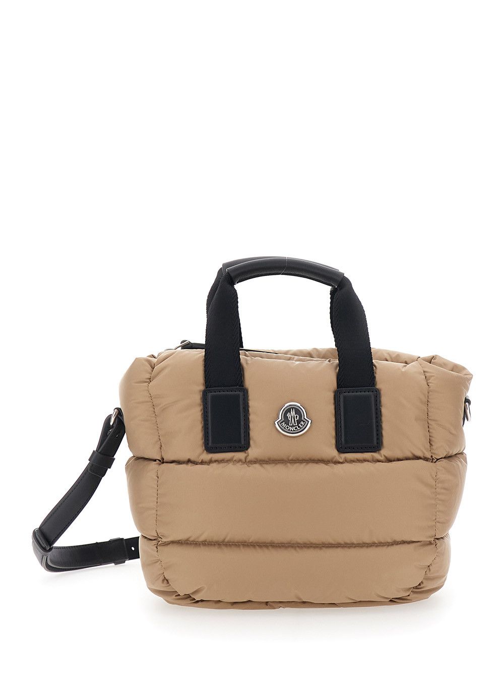 Moncler Handbag 'Karadoc' Mini with Adjustable and Removable Shoulder Strap and Logo Patch on the Front in Beige Tech Fabric for Women Size ONE SIZE - 1 Thumbnail