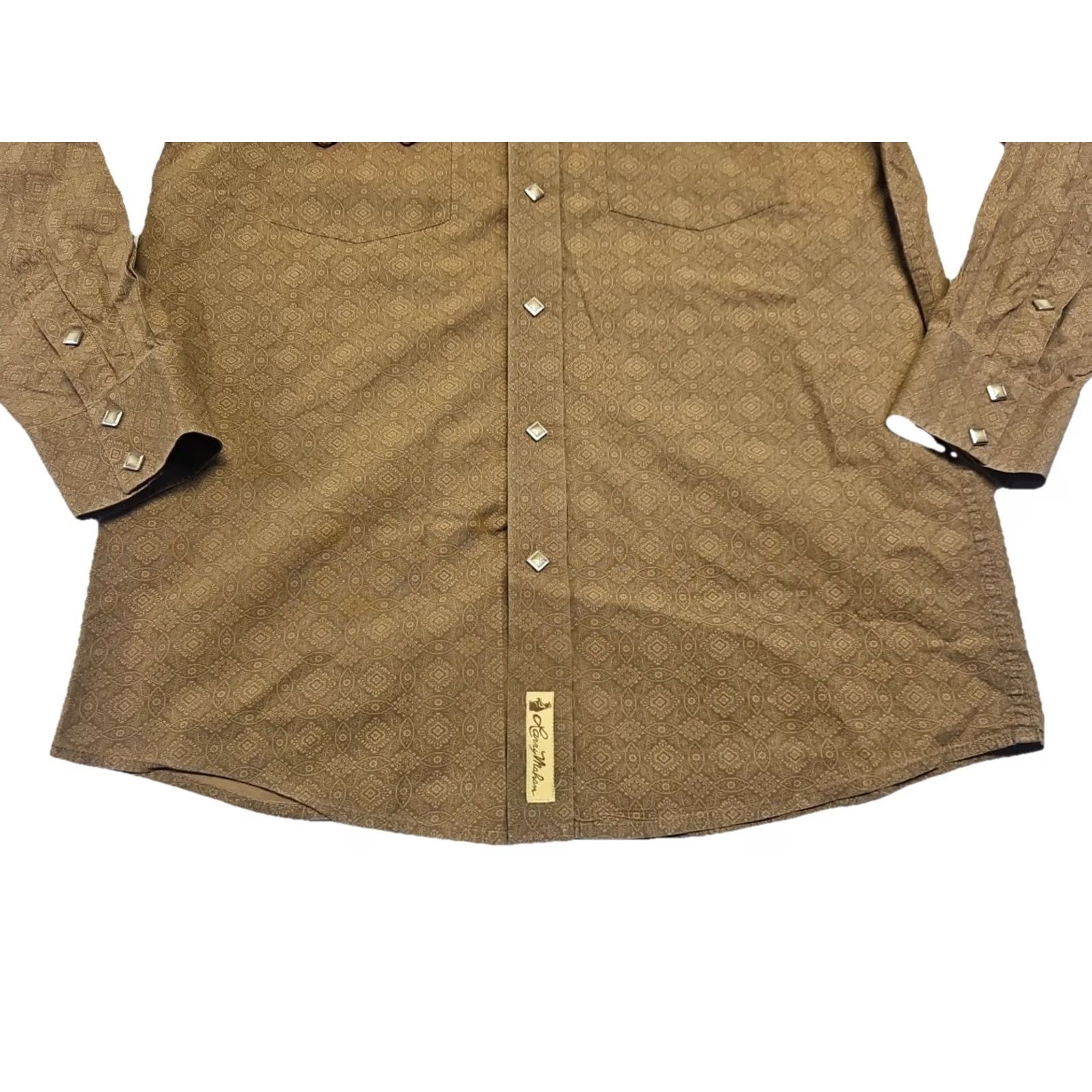 Vintage Larry Mahan Cowboy Western Shirt Mens Large Brown Geometric Pearl Snap Y2K Size US L / EU 52-54 / 3 - 3 Thumbnail