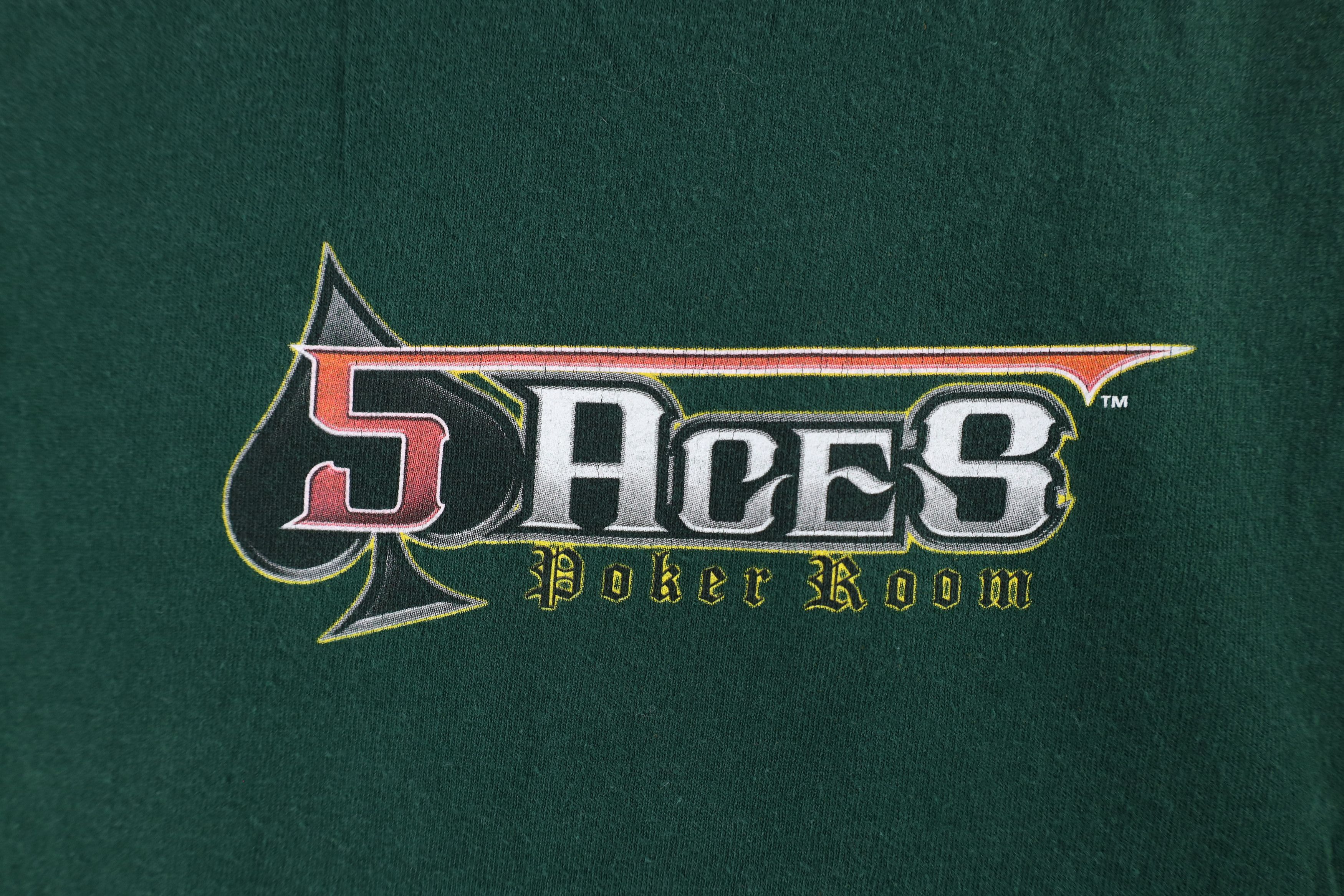 Vintage Vintage Y2K 2004 Out 5 Aces Poker Room Gambling T-Shirt Size US XL / EU 56 / 4 - 5 Thumbnail