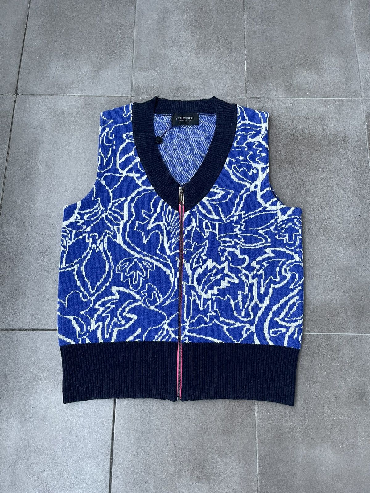 Viktor & Rolf !DS! SS23 Viktor & Rolf Jacquard Spencer Blue Knit Vest Size US M / EU 48-50 / 2 - 1 Thumbnail