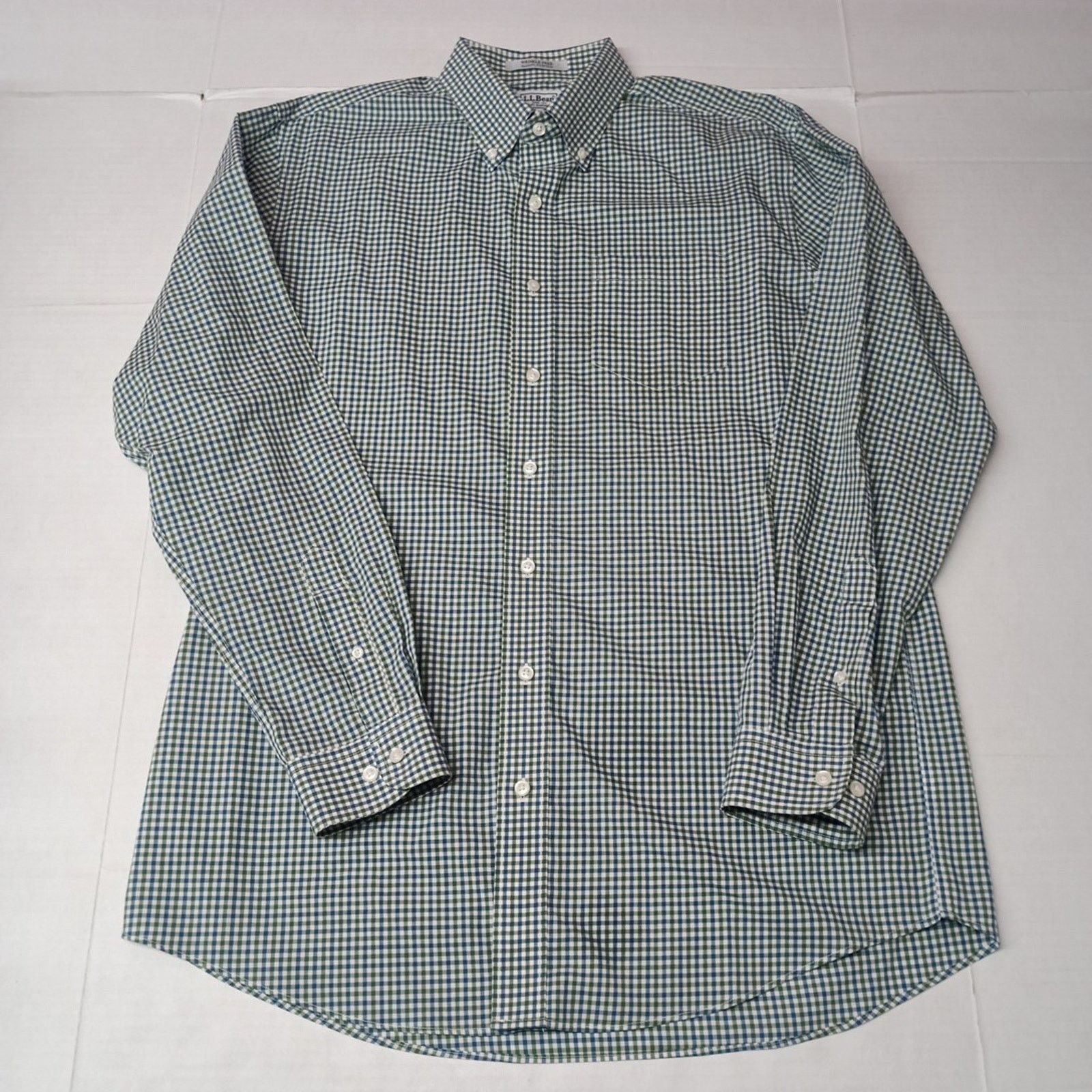 L.L. Bean LL Bean Men's Size LT Green Check Shirt Wrinkle Free Size US L / EU 52-54 / 3 - 1 Thumbnail