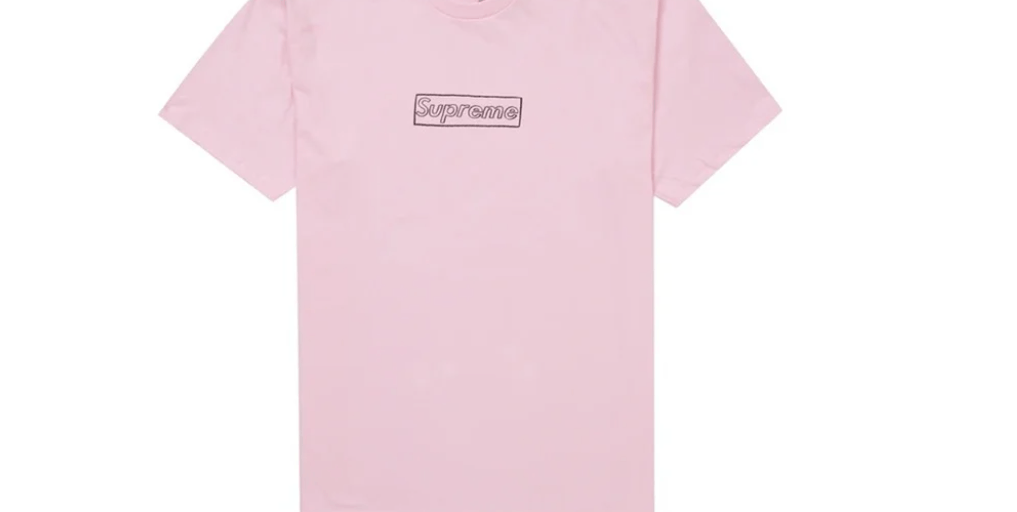 image of Kaws Calk Box Logo Tee Shirt T-Shirt in Pink, Men's (Size Medium)