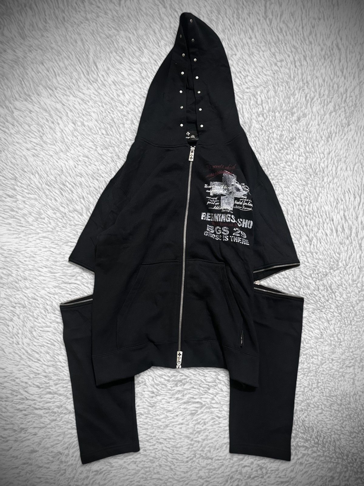 L.G.B. ブラックジャンパー Japanese Brand L.G.B Style Goth Zip Hoodie Detachable Sleeve Japan