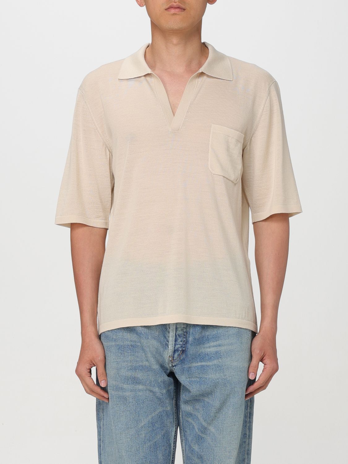 image of Saint Laurent Paris Saint Laurent Polo Shirt Men Cream (Size Large)