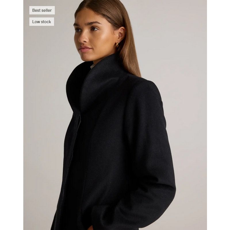 Quince Quince Women's Wool Cocoon Coat Black Size XS Size XS / US 0-2 / IT 36-38 - 6 Thumbnail