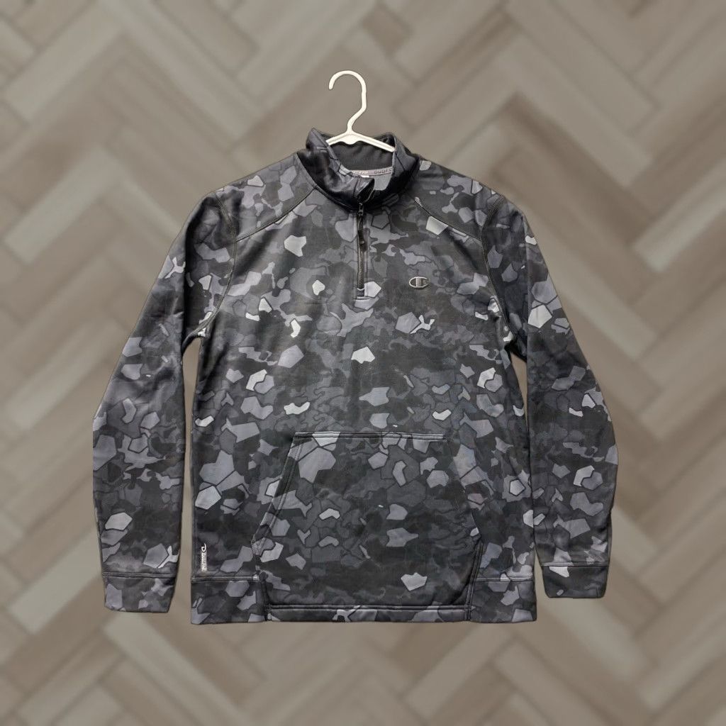 Champion Champion Jacket Men L Gray Fleece 1/4 Zip Logo Pockets 60-38 Size US L / EU 52-54 / 3 - 1 Thumbnail