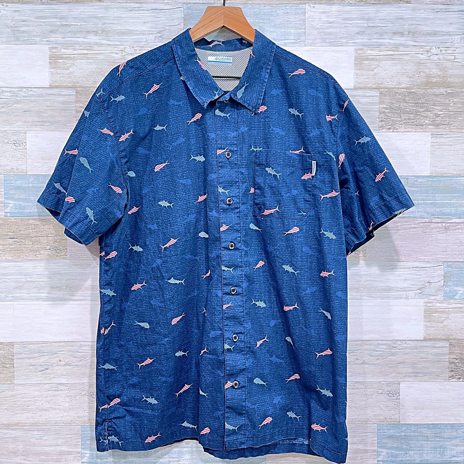 Columbia Columbia PFG USA America Flag Fish Short Sleeve Shirt Blue L Size US L / EU 52-54 / 3 - 1 Thumbnail
