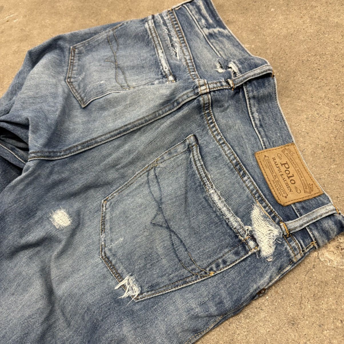 Japanese Brand POLO RALPH LAUREN VARICK SLIM REPAIRED PATCHWORK JEANS Size US 31 - 11 Thumbnail