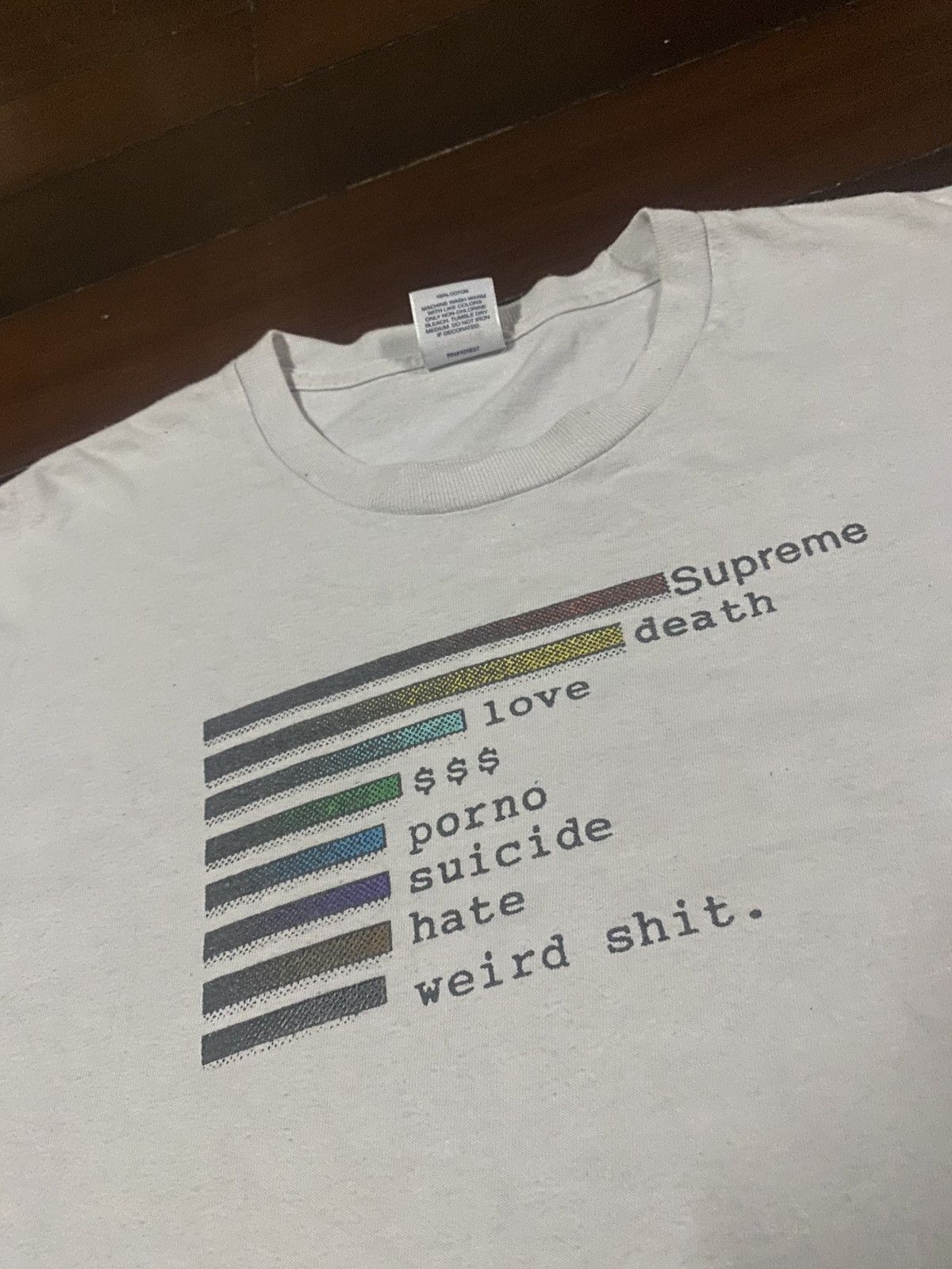 Supreme Supreme Chart Tee, white SS18, medium. Size US M / EU 48-50 / 2 - 2 Thumbnail