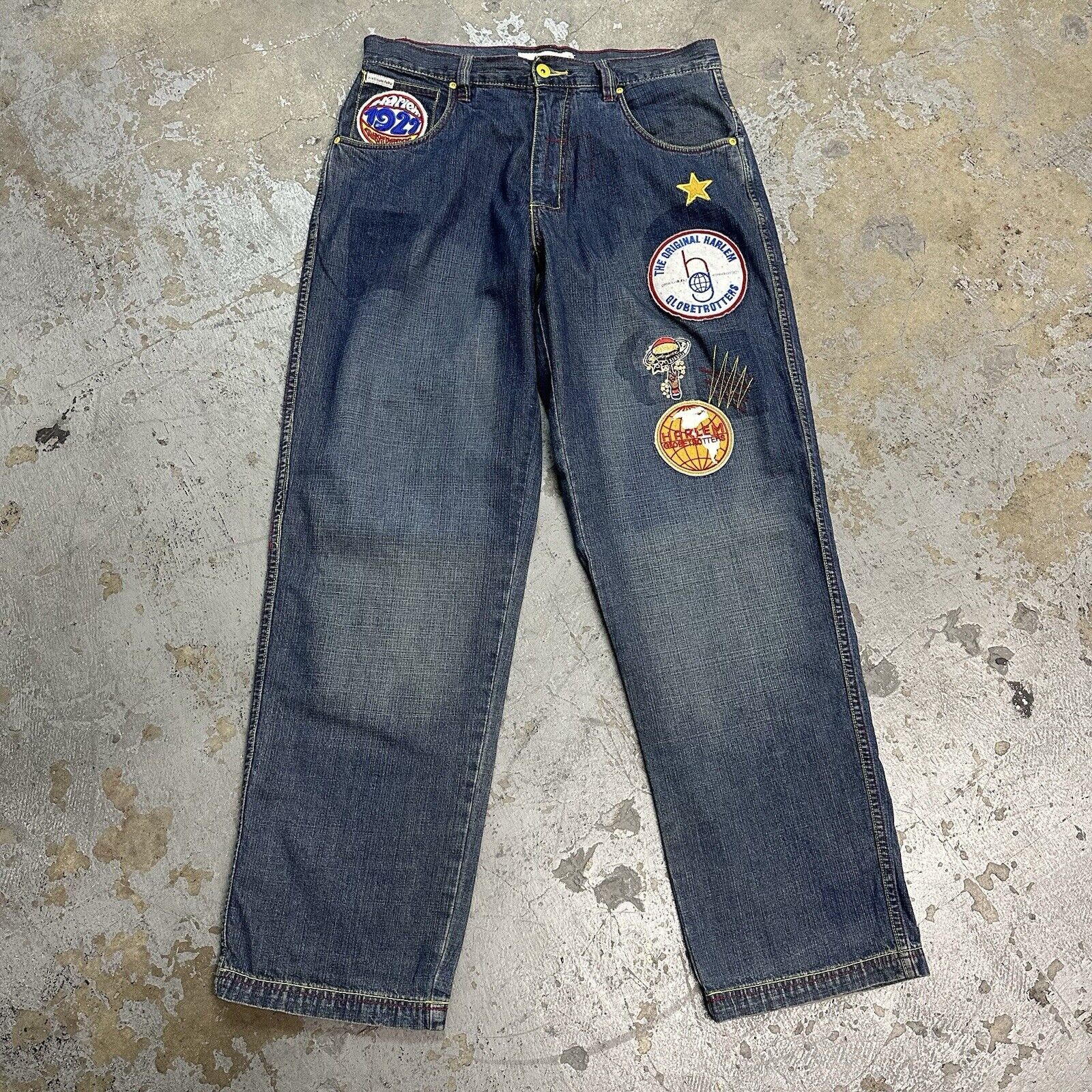 Fubu × JNCO × Southpole Vintage Y2K Fubu Harlem Globetrotters Baggy Denim Jeans Size US 34 / EU 50 - 1 Thumbnail
