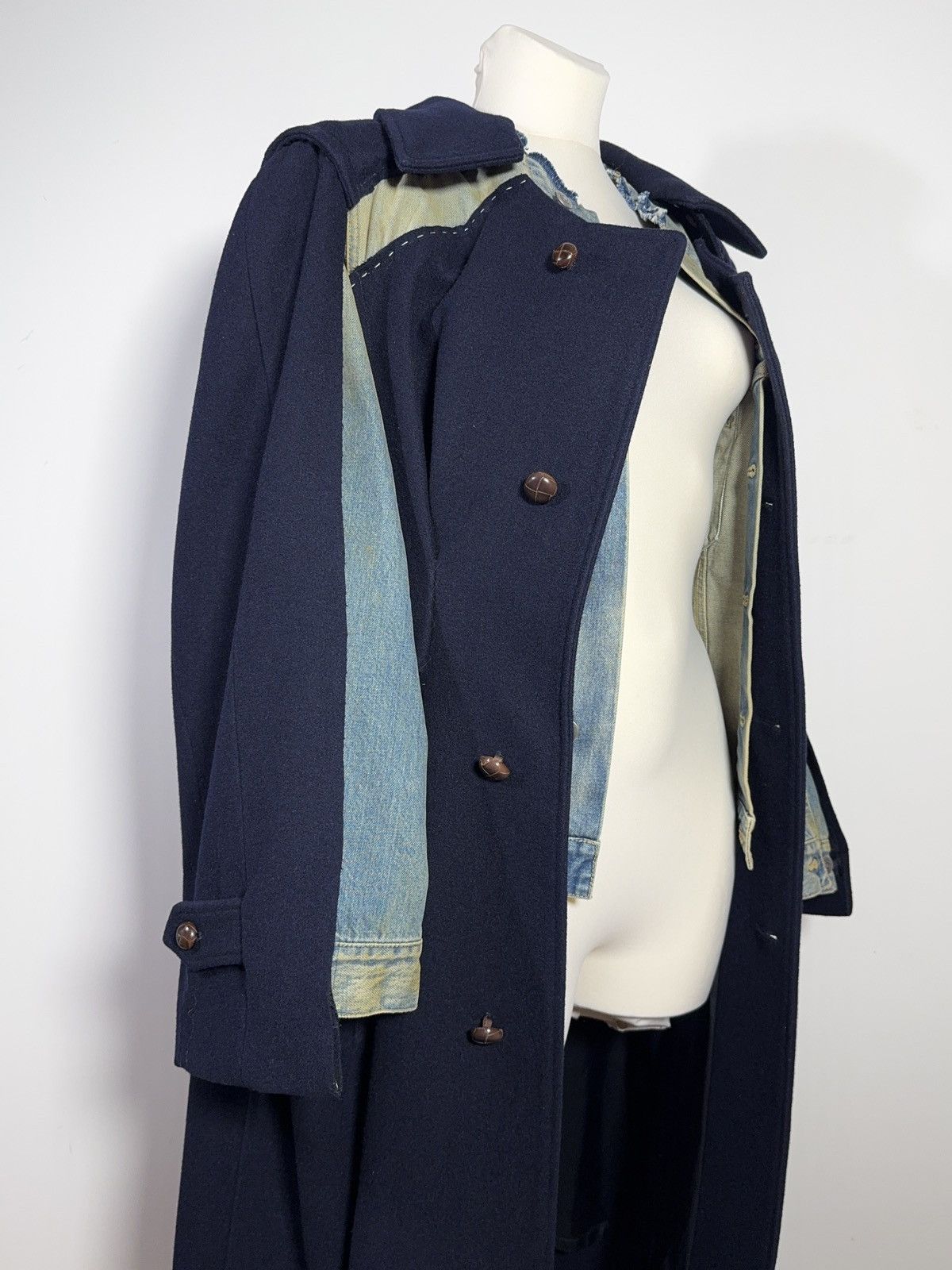 Maison Margiela Maison Margiela Deconstructed Hybrid Wool/Denim Coat Size S / US 4 / IT 40 - 9 Thumbnail