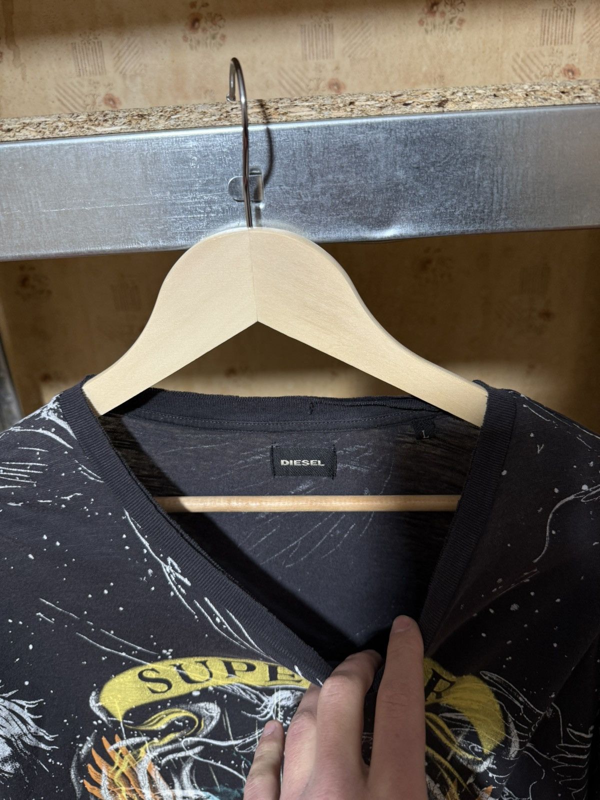 Diesel × Japanese Brand Vintage 90s Diesel Superior Distressed Thrashed T-Shirt Y2K Size US XL / EU 56 / 4 - 6 Thumbnail