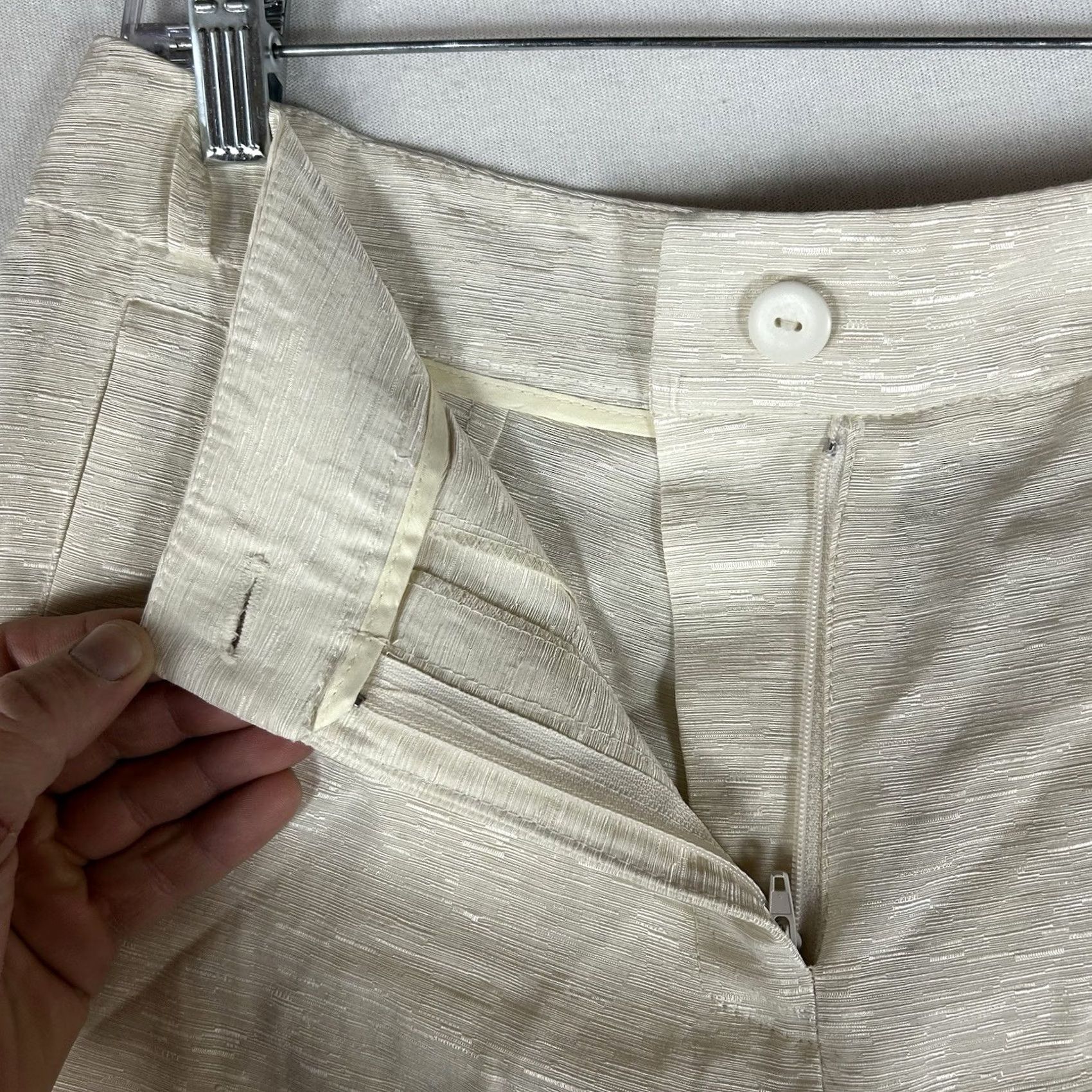 Vintage Canvasbacks Silk Linen Blend Relaxed Fit Pants Womens 8 Lightweight Trousers USA Beige Solid Linen Silk Pockets Cropped Casual Womens 8 Size 30" / US 8 / IT 44 - 4 Thumbnail