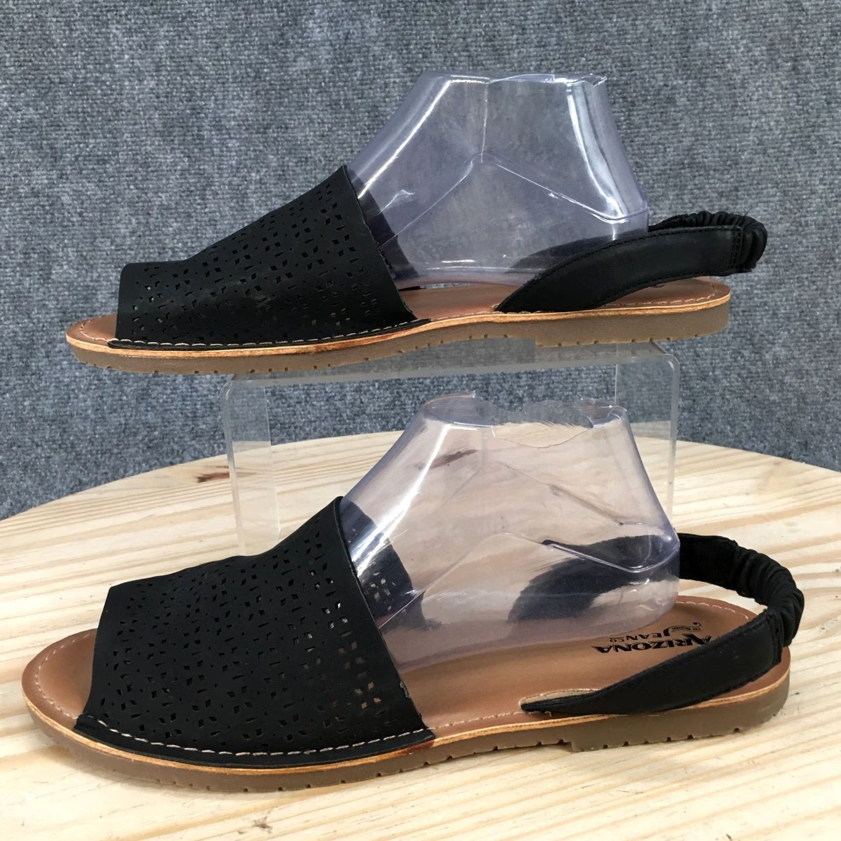 Vintage Arizona Jeans Co. Cutout Slingback Sandals Womens 11 Comfort Open Toe Black Shoes Size 32" / US 10 / IT 46 - 2 Thumbnail