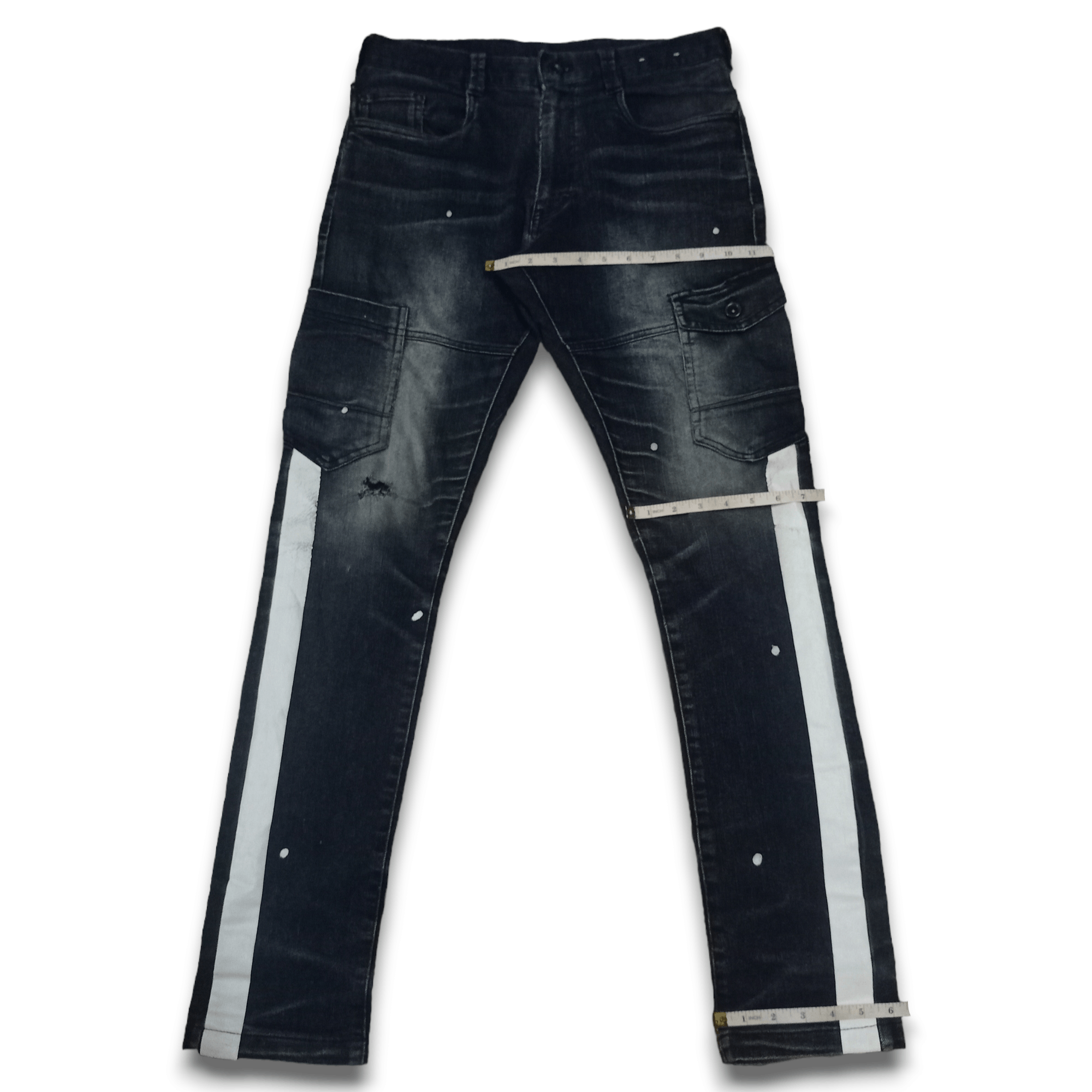 Japanese Brand Vintage Japanese Brand Painted Cargo Denim Pants 31x32 Size US 31 - 12 Thumbnail
