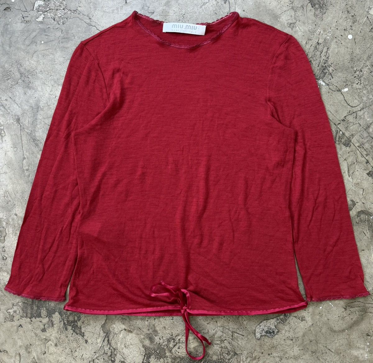 Miu Miu Miu Miu - 90’s Archive Wool Ribbon L/S Size XS / US 0-2 / IT 36-38 - 1 Thumbnail