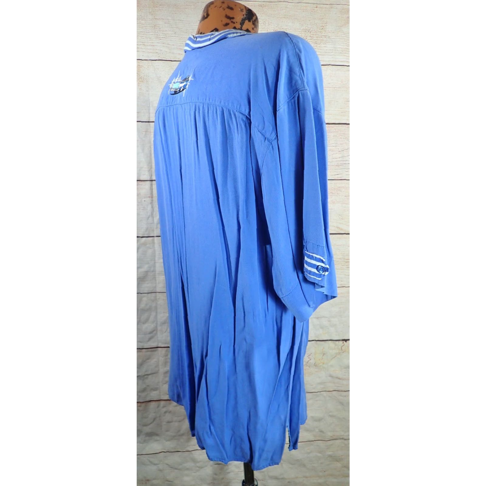 Vintage VINTAGE Bobby Chan Silk Bamboo Button Shirt Men Large Blue Chevy Bel Air 57 Hot Rod Car Beach Hawaiian Size US L / EU 52-54 / 3 - 4 Thumbnail