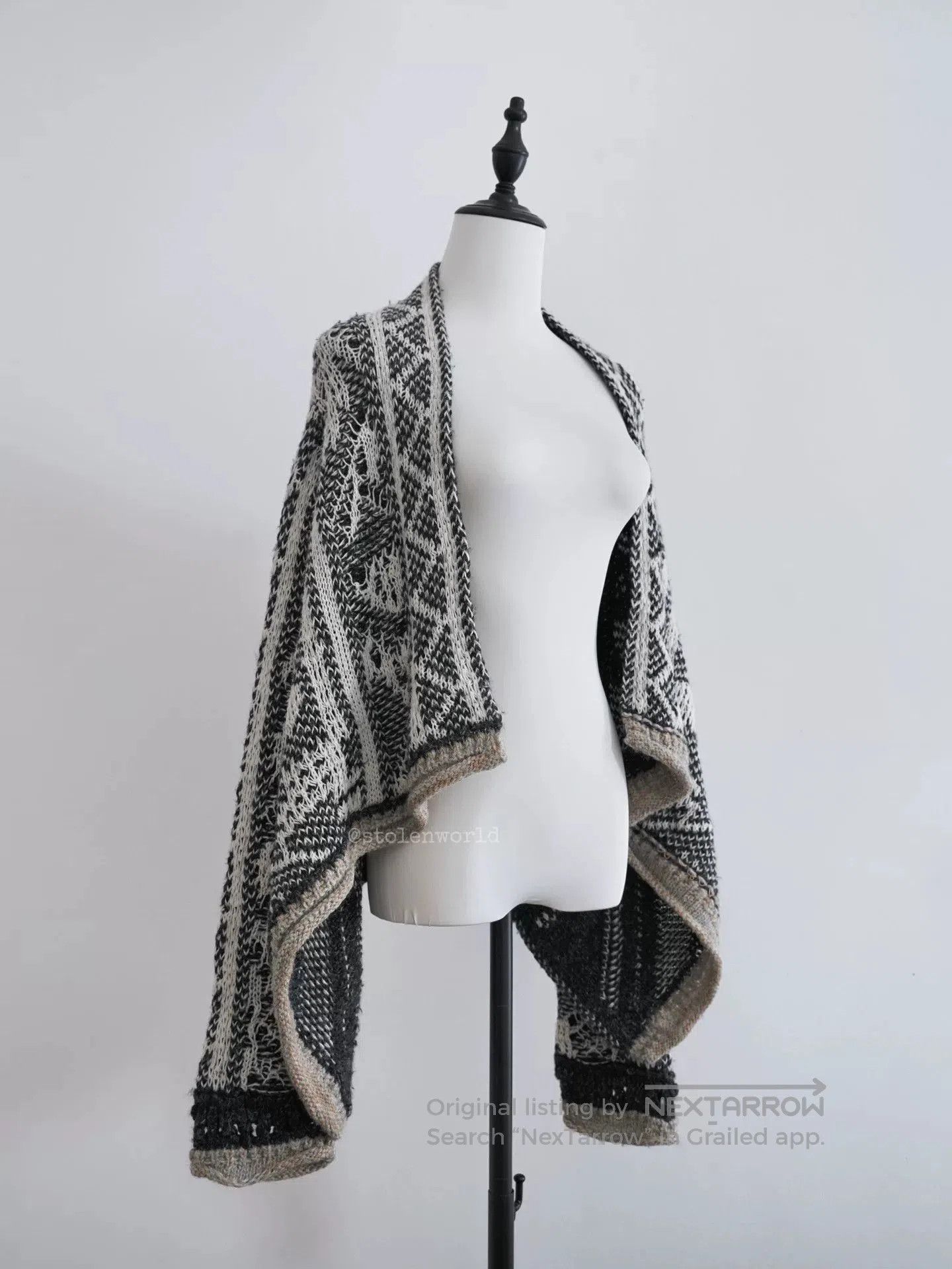 Issey Miyake wool knitted cardigan with unique pattern. Size M / US 6-8 / IT 42-44 - 6 Thumbnail