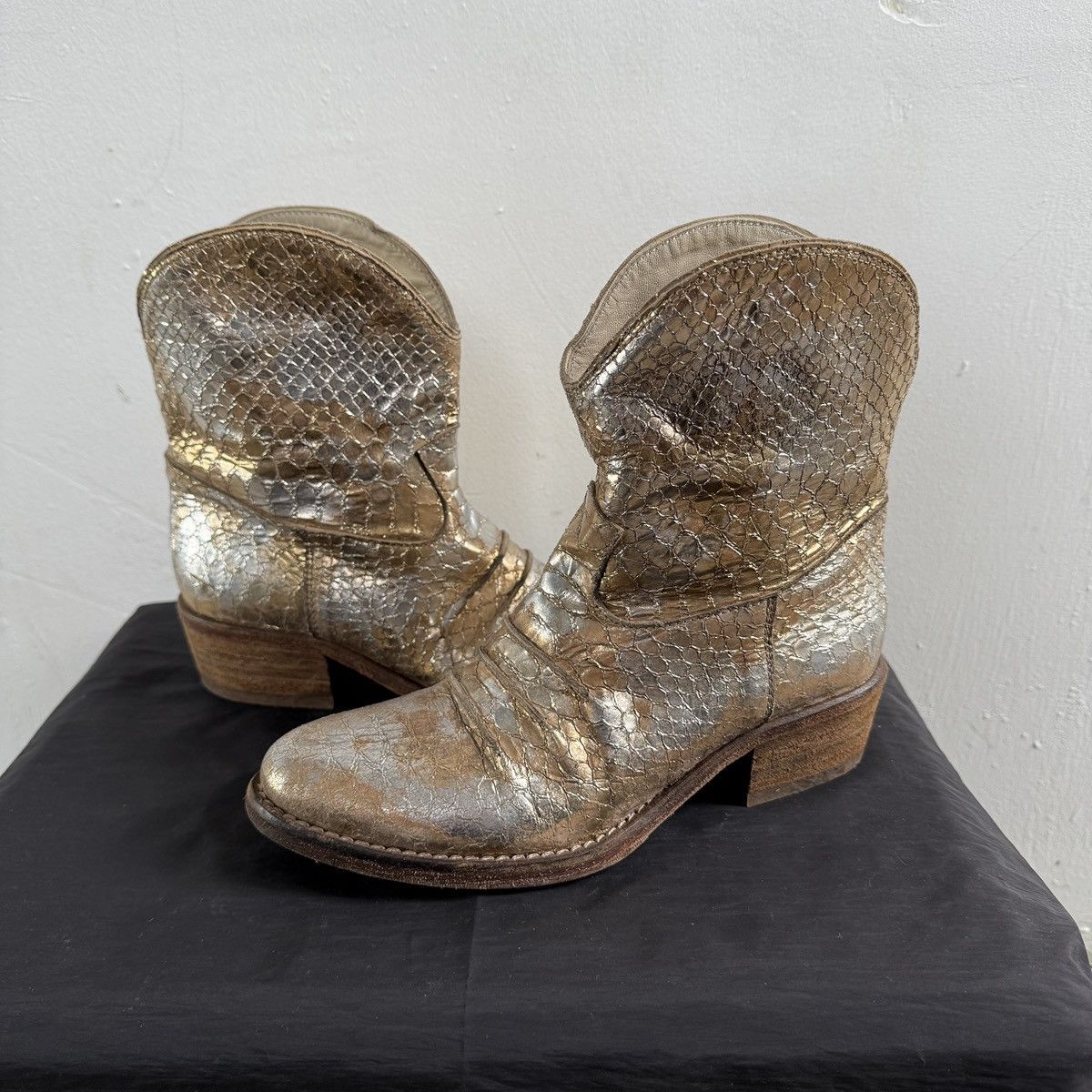 Other Vintage Manwood Vero Cuoio Gold Cowboy Boots Size US 7 / IT 37 - 3 Thumbnail