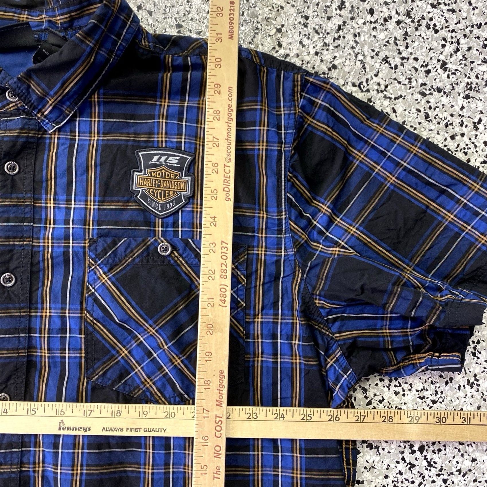 Harley Davidson Harley-Davidson 3XL Men’s Woven Shirt Short Sleeve Blue Casual Button-Up Front Pocketed Shirt Size US XXL / EU 58 / 5 - 2 Thumbnail