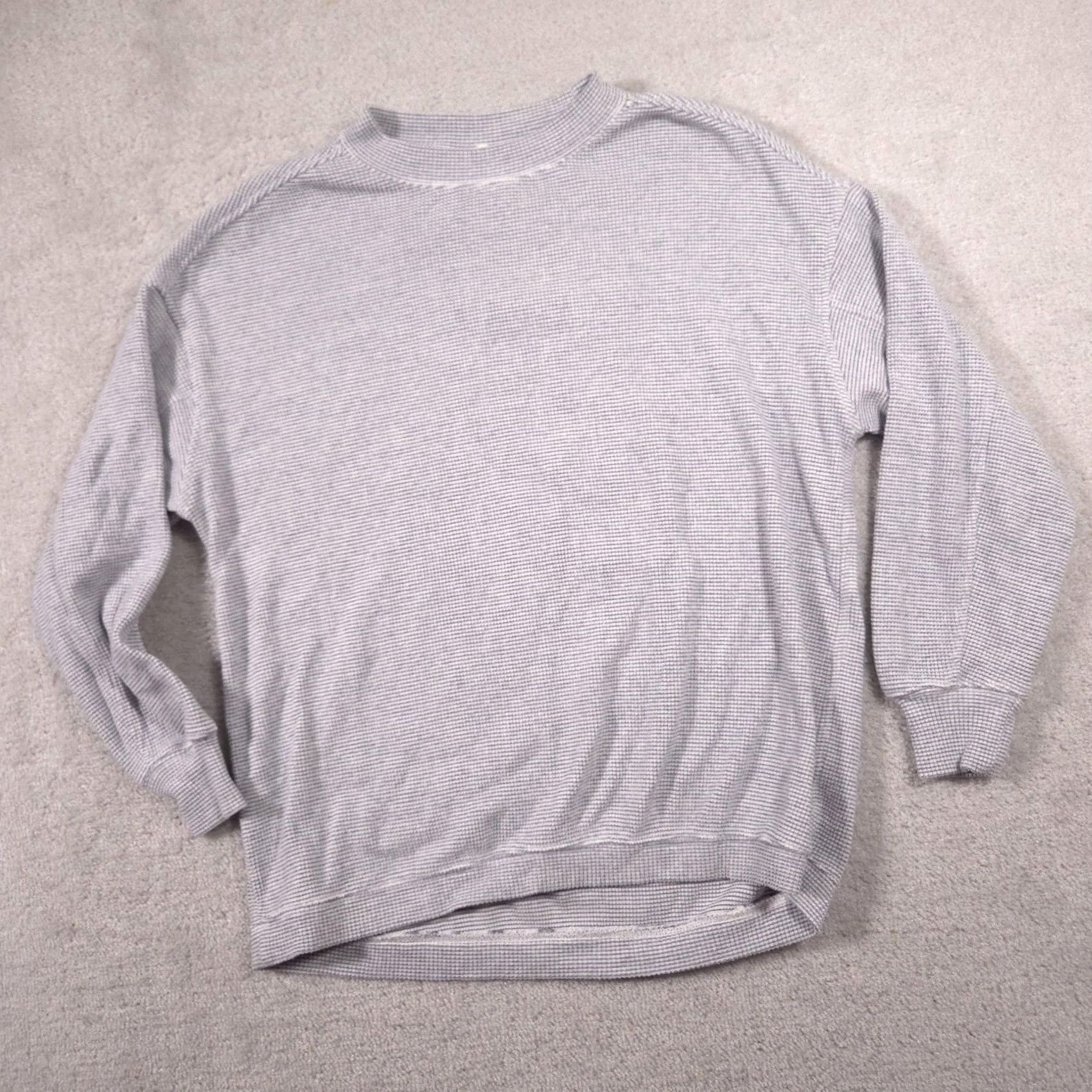 Vintage Aerie Sweater Womens XS Gray Stripe Waffle Knit Crewneck Raglan Long Sleeve Size XS / US 0-2 / IT 36-38 - 3 Thumbnail