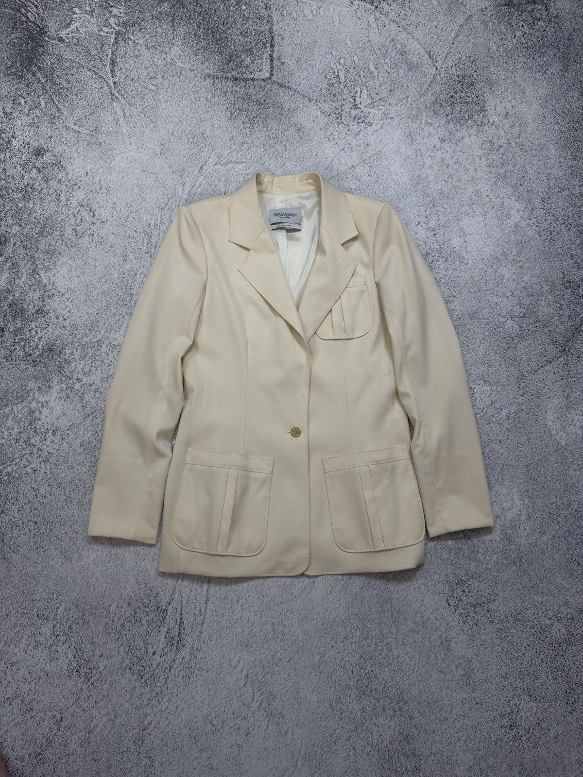 Yves Saint Laurent YVES SAINT LAURENT RIVE GAUCHE BEIGE BLAZER JACKET LANA WOOL Size M / US 6-8 / IT 42-44 - 1 Thumbnail