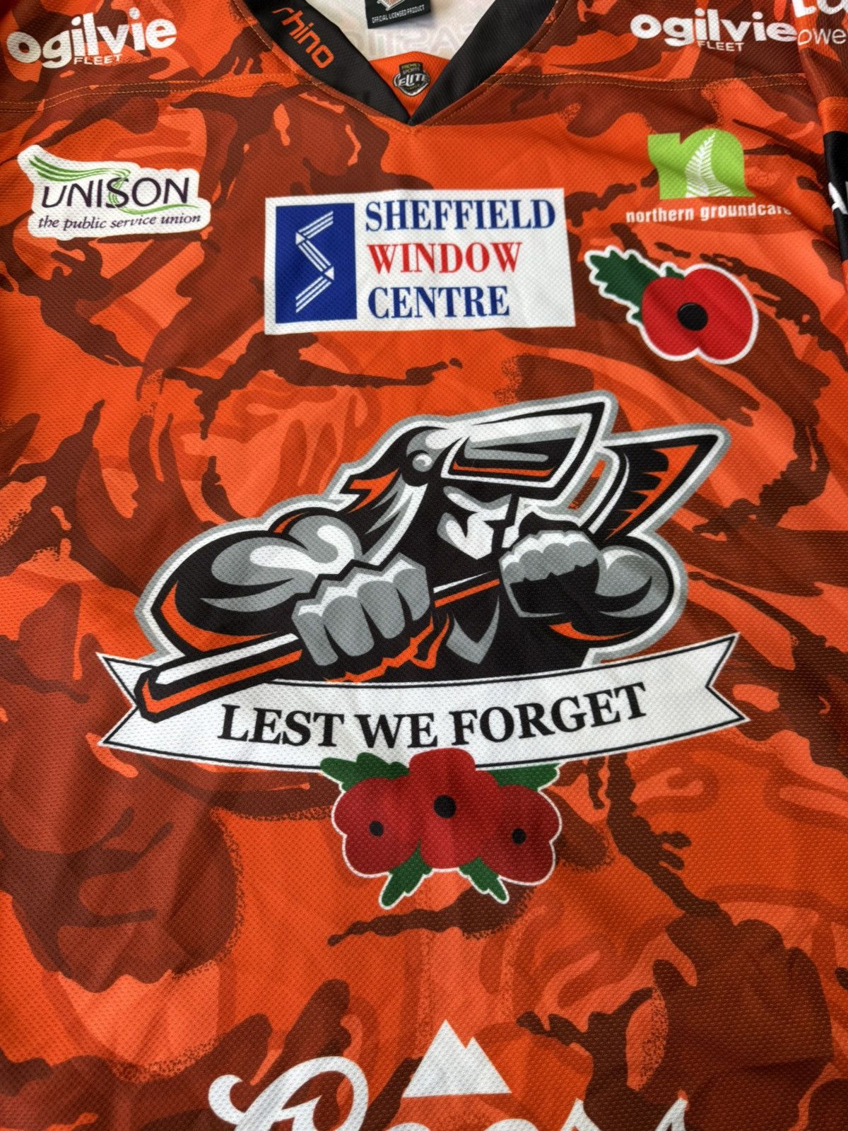 NHL Sheffield Steelers EIHL Remembrance Day J. Phillips #20 Size US XXL / EU 58 / 5 - 24 Thumbnail