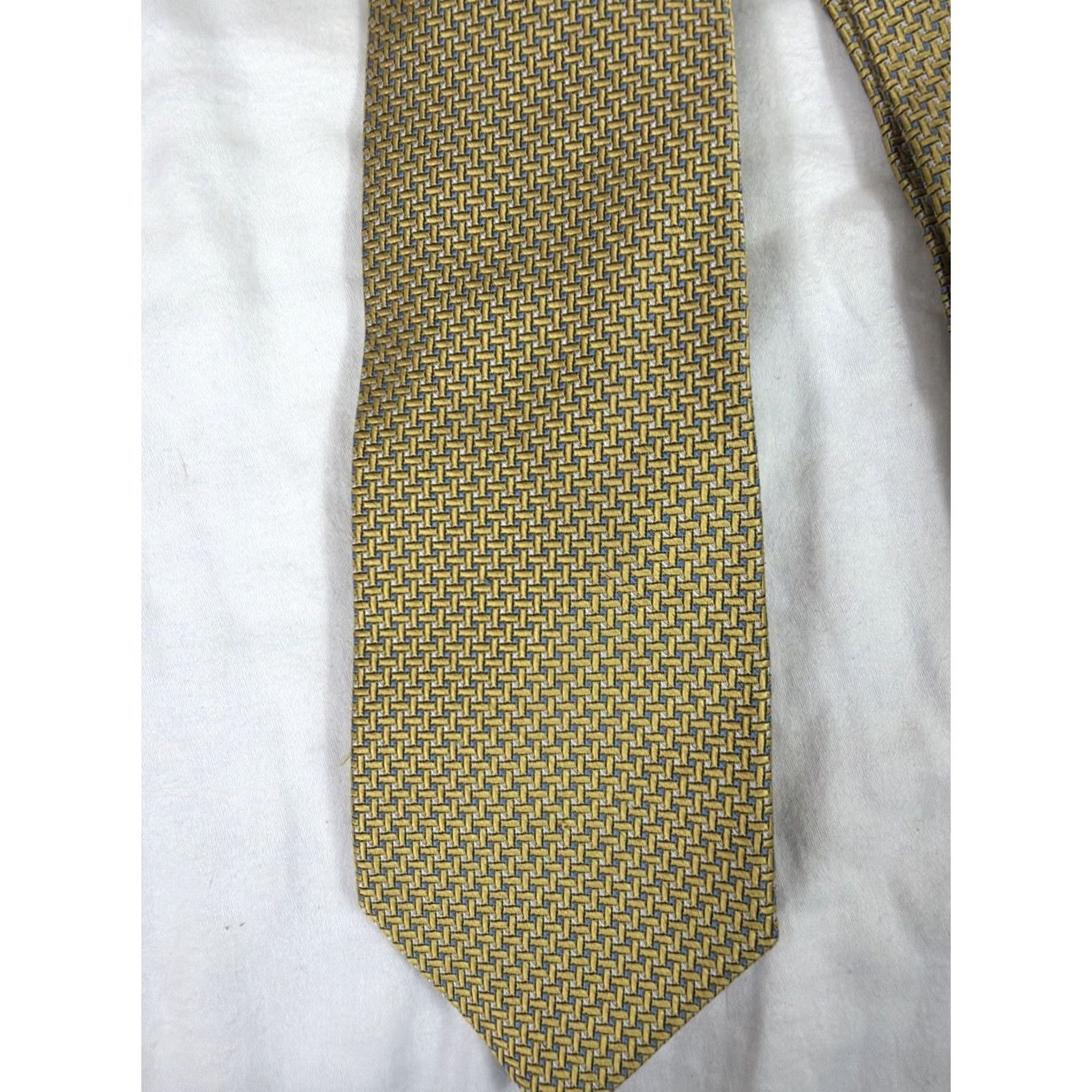 Brooks Brothers Brooks Brothers Tie Men Gold Blue Polyester Geometric Pattern Adult Neckwear Size ONE SIZE - 2 Thumbnail