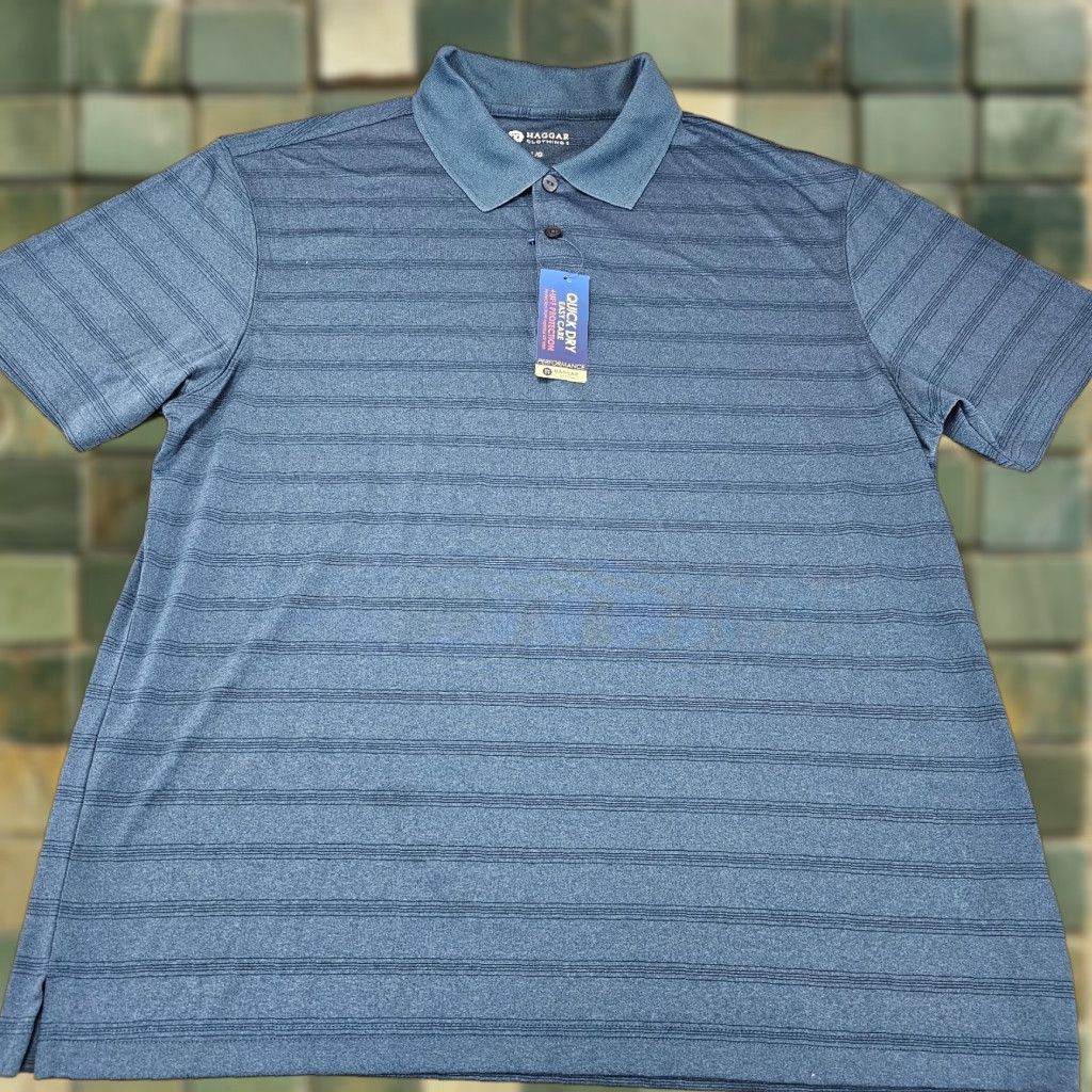 Haggar Haggar Polo Shirt Adult Large Heather Blue Performance Casual Golf Rugby Mens Size US L / EU 52-54 / 3 - 1 Thumbnail