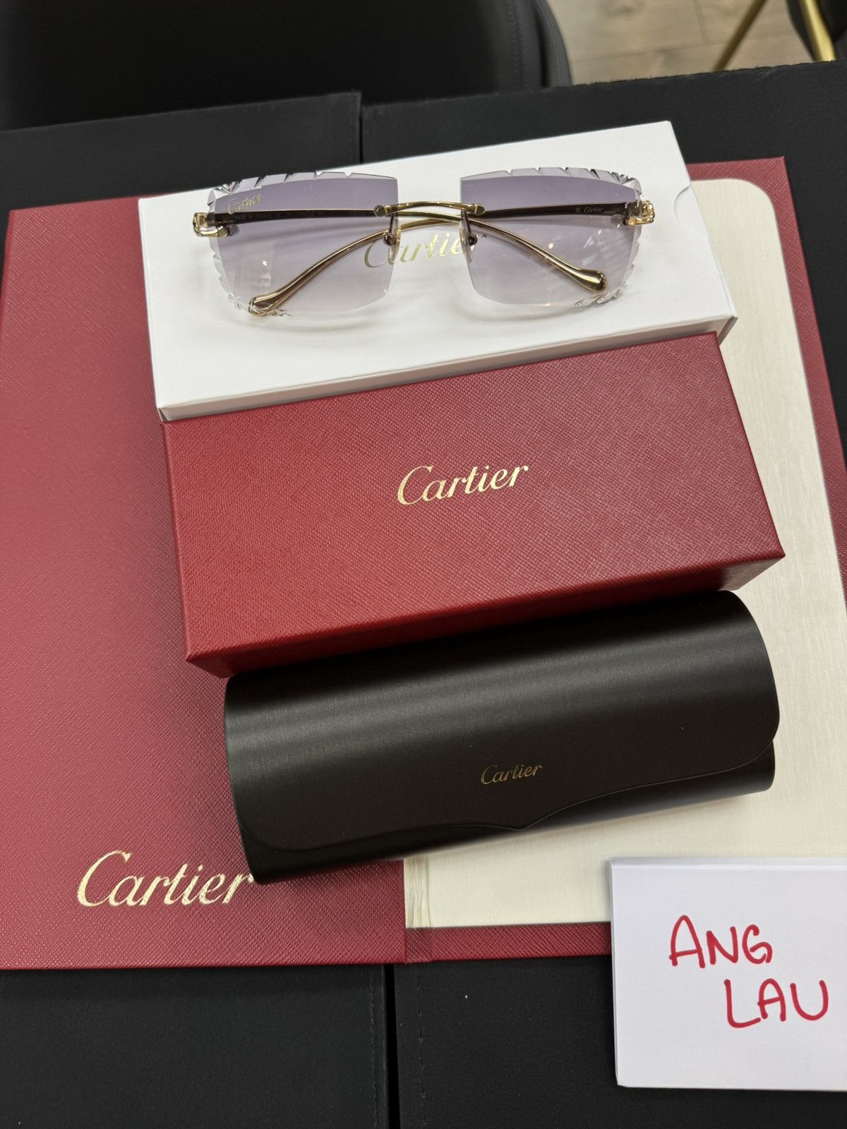 Cartier Cartier Panther Pantherè Gold Diamond Cut Sunglasses Size ONE SIZE - 1 Thumbnail