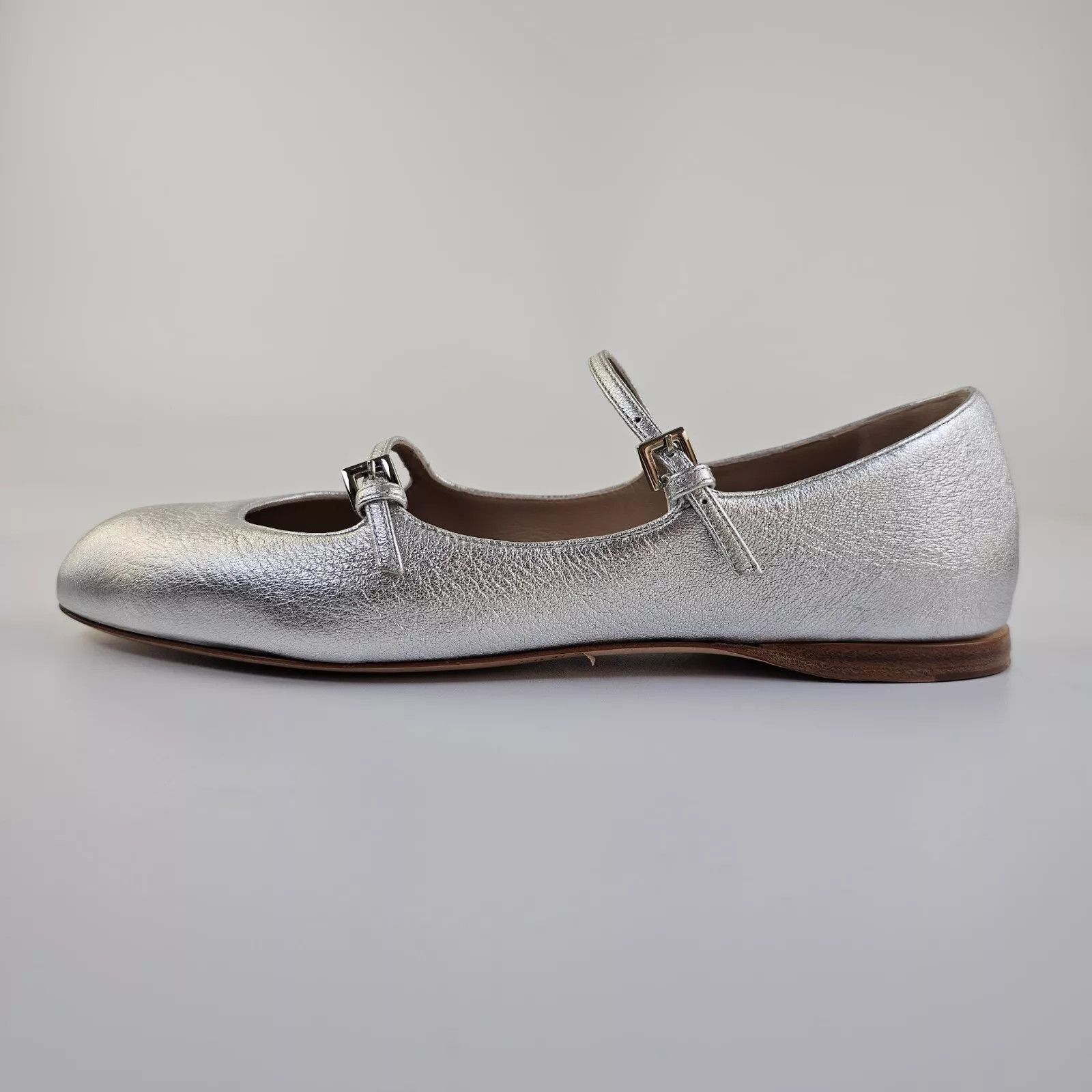 Max Mara Max Mara Silver Nappa Leather Ballet Flats New FW24 Size US 11 / IT 41 - 3 Thumbnail