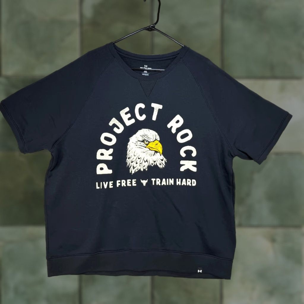 Under Armour VINTAGE Under Armour Project Rock Eagle Black Heavyweight Short Sleeve Sweatshirt 2XL Size US XXL / EU 58 / 5 - 1 Thumbnail