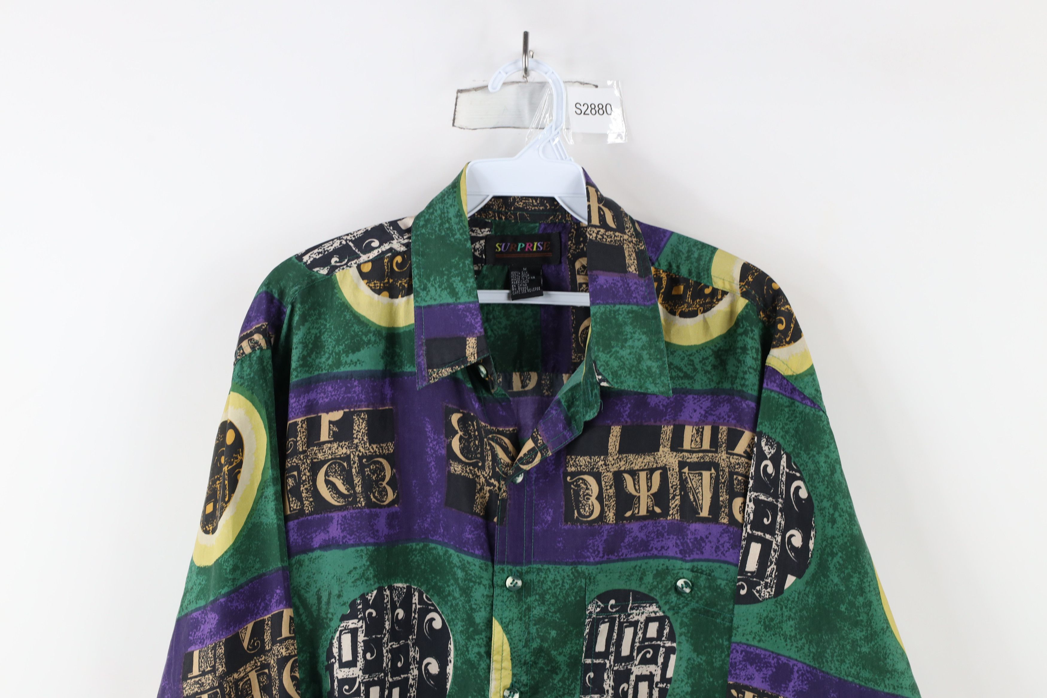 Vintage Vintage 90s Streetwear Geometric Silk Collared Button Shirt Size US M / EU 48-50 / 2 - 2 Thumbnail