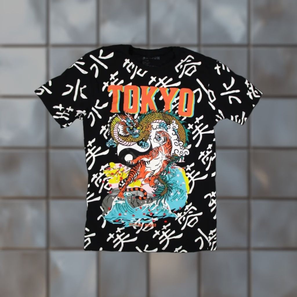 Reason Reason Mens Black Short Sleeve Crew Neck Tokyo Tiger Graphic T-Shirt Large Size US L / EU 52-54 / 3 - 1 Thumbnail