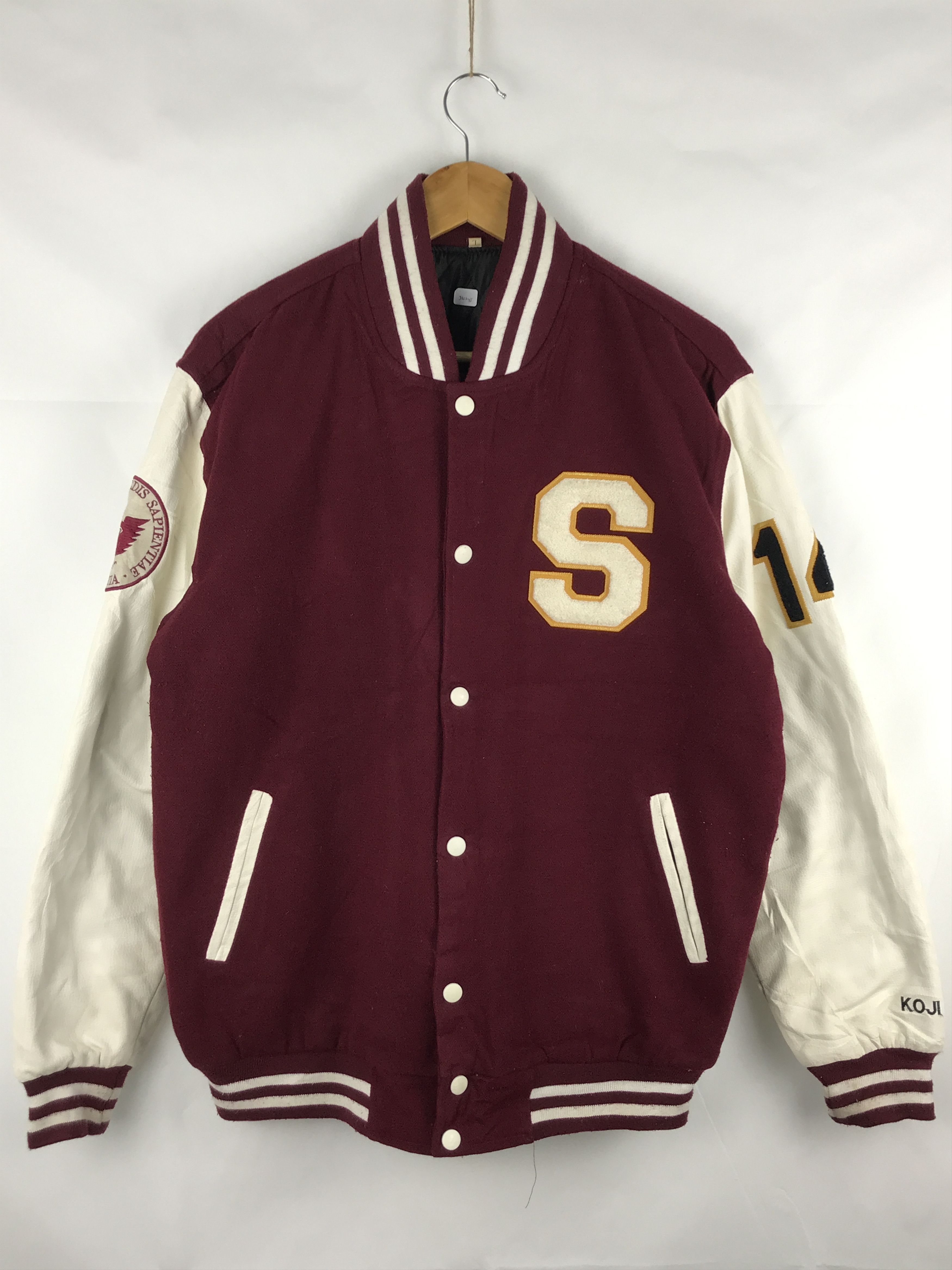 image of Vintage University Sophia Varsity Jacket in Red Burgandy, Men's (Size Medium)