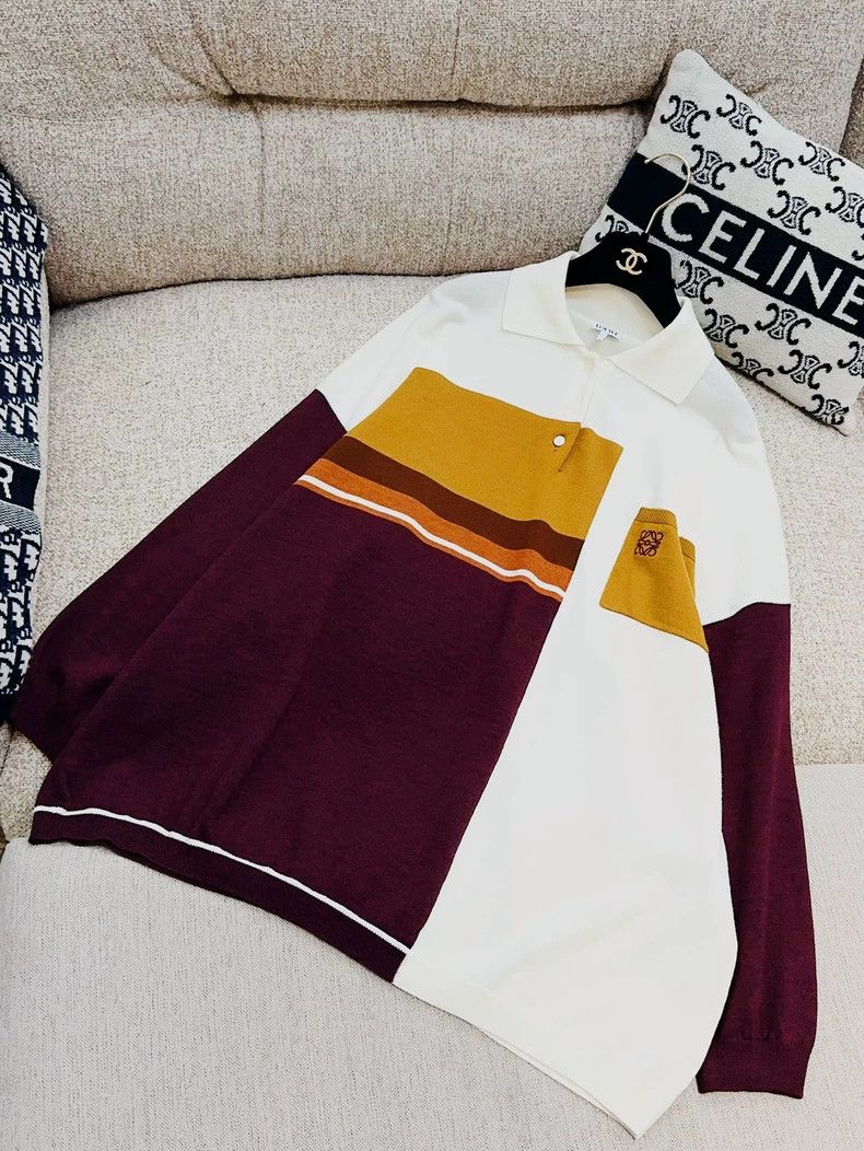 Loewe Loewe White S size polo collar long sleeve knit sweater wi Size S / US 4 / IT 40 - 2 Thumbnail