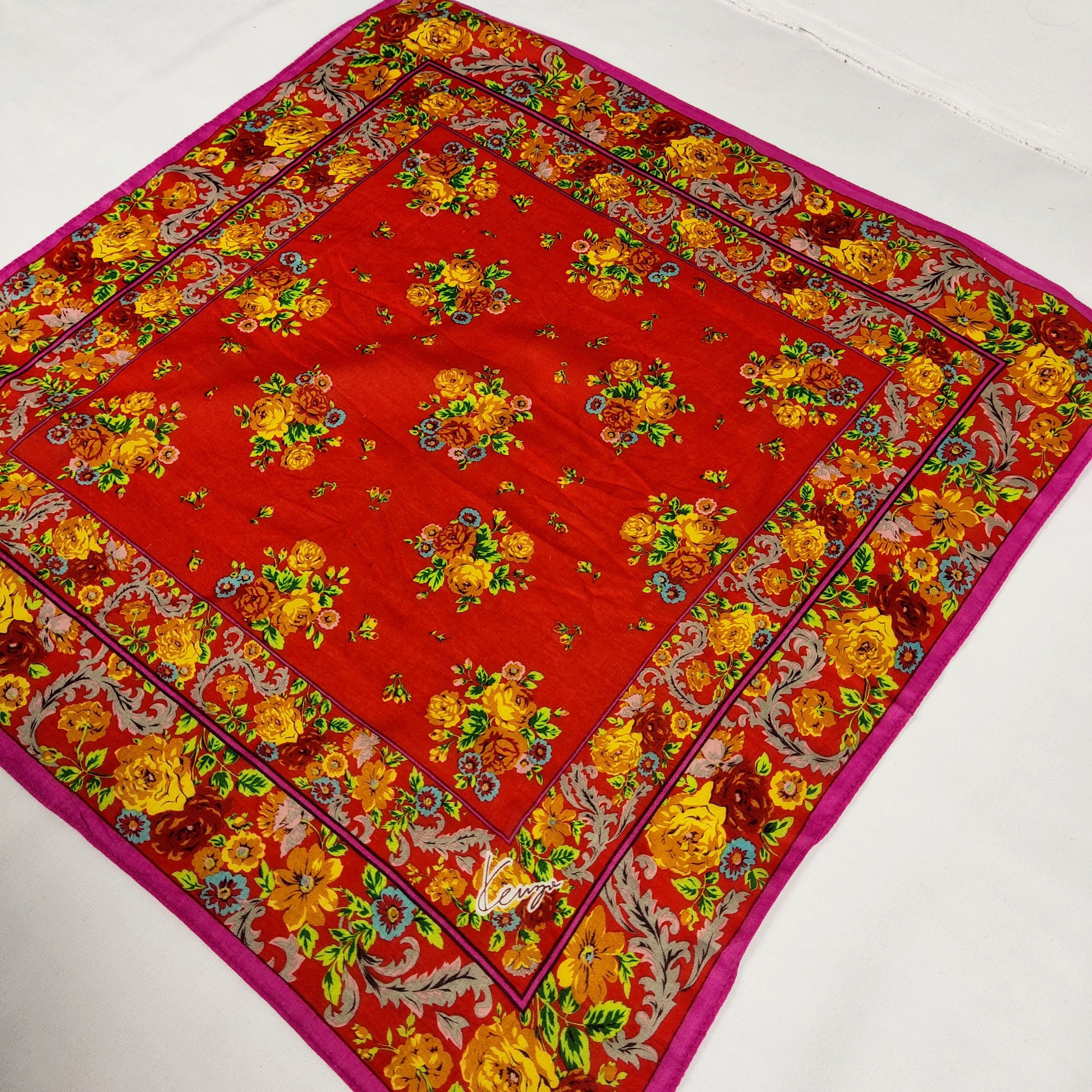 Kenzo × Vintage Kenzo Handkerchief / Bandana / Neckerchief FZ195 Size ONE SIZE - 4 Thumbnail
