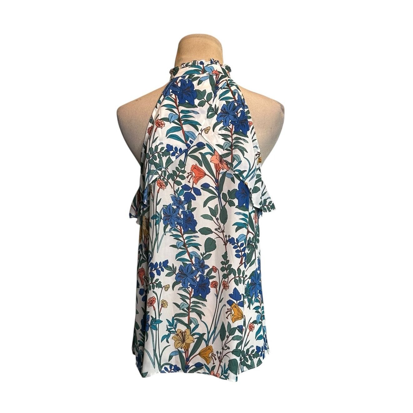 Parker Parker Blue Yellow Floral Sleeveless Blouse size small Size S / US 4 / IT 40 - 2 Thumbnail