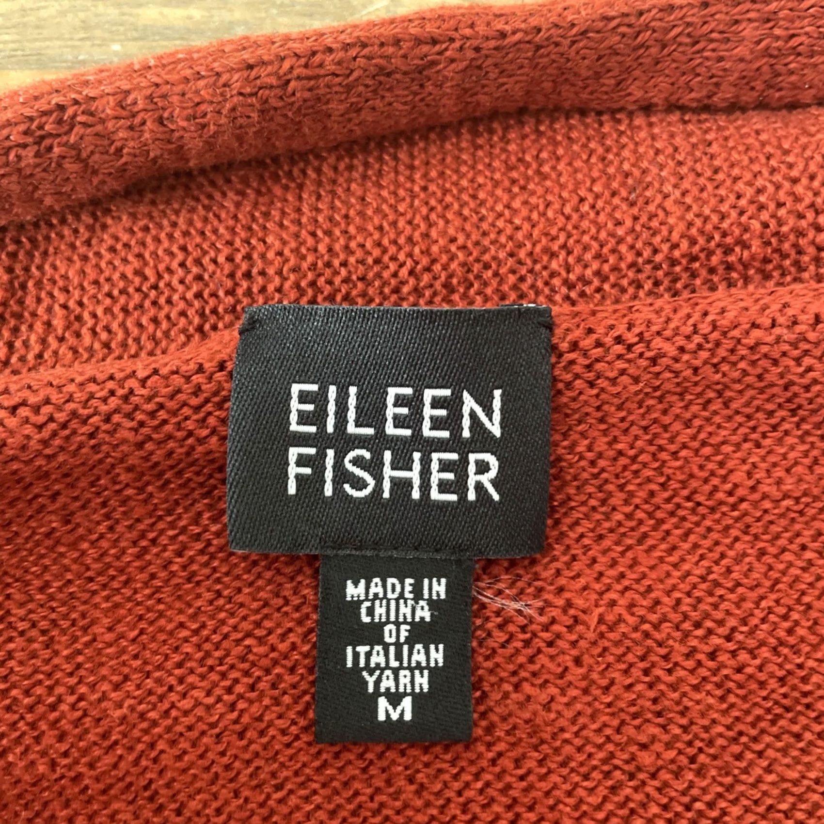 Eileen Fisher VINTAGE Eileen Fisher Blouse Cardigan Open Front Linen Knit Womens M Burnt Orange 100% Linen Open Front Collarless Casual Sleeve Regular Size M / US 6-8 / IT 42-44 - 2 Thumbnail