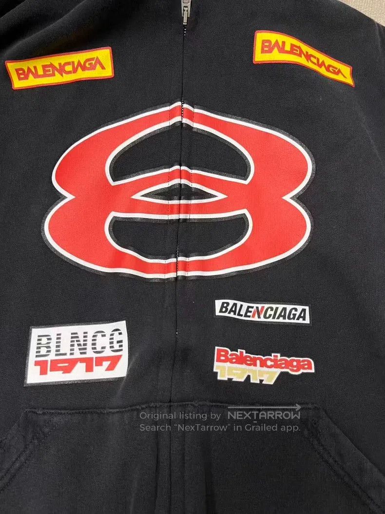 Balenciaga Balenciaga Large Logo Zip-Up Hooded Long Sleeve Sweater Size US S / EU 44-46 / 1 - 3 Thumbnail