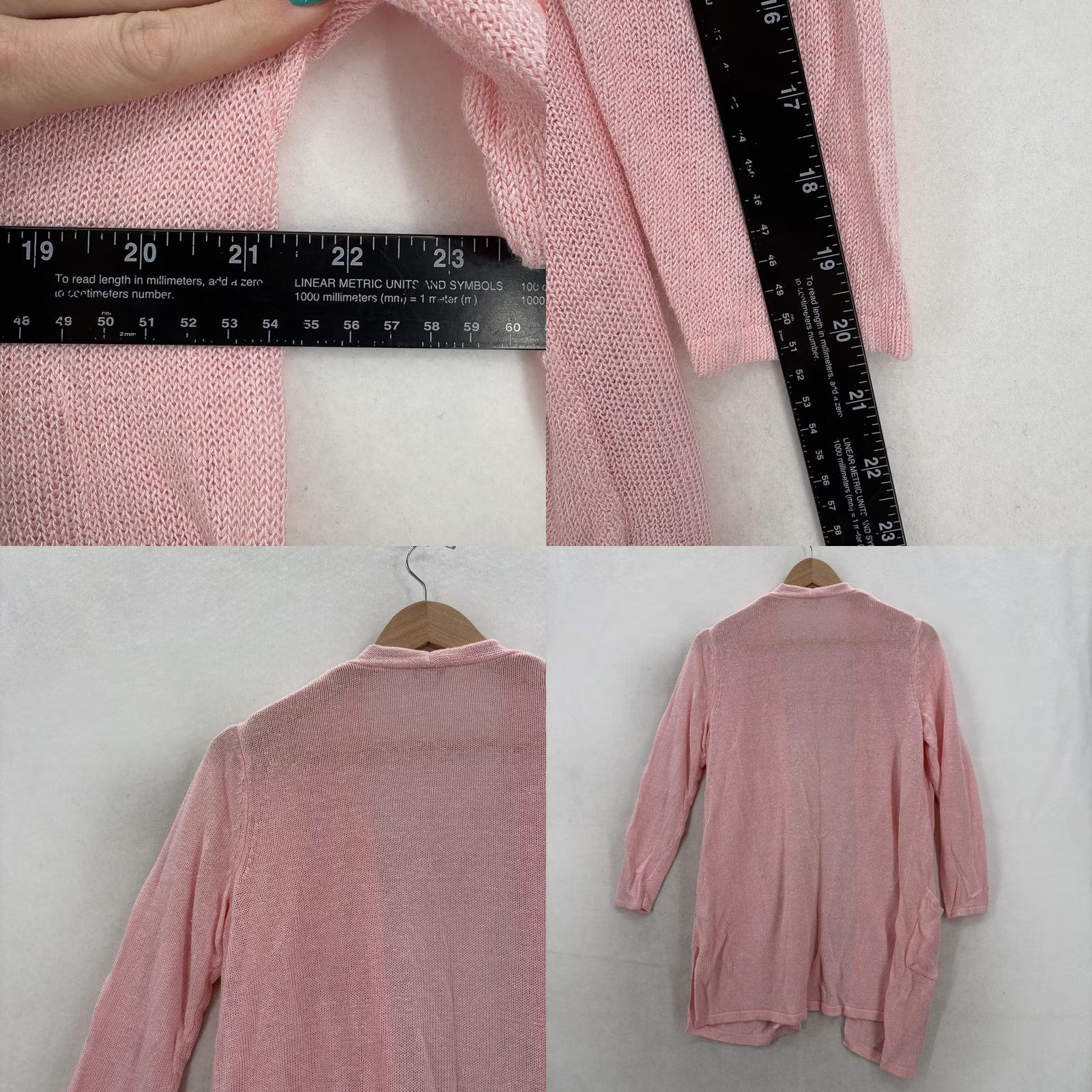 J. Jill J. Jill Cardigan Sweater Womens S Pink Linen Open Front Pockets Lightweight Knit Open Knit V-Neck Casual 90s None Mens Womens Girls Boys Size S / US 4 / IT 40 - 8 Thumbnail
