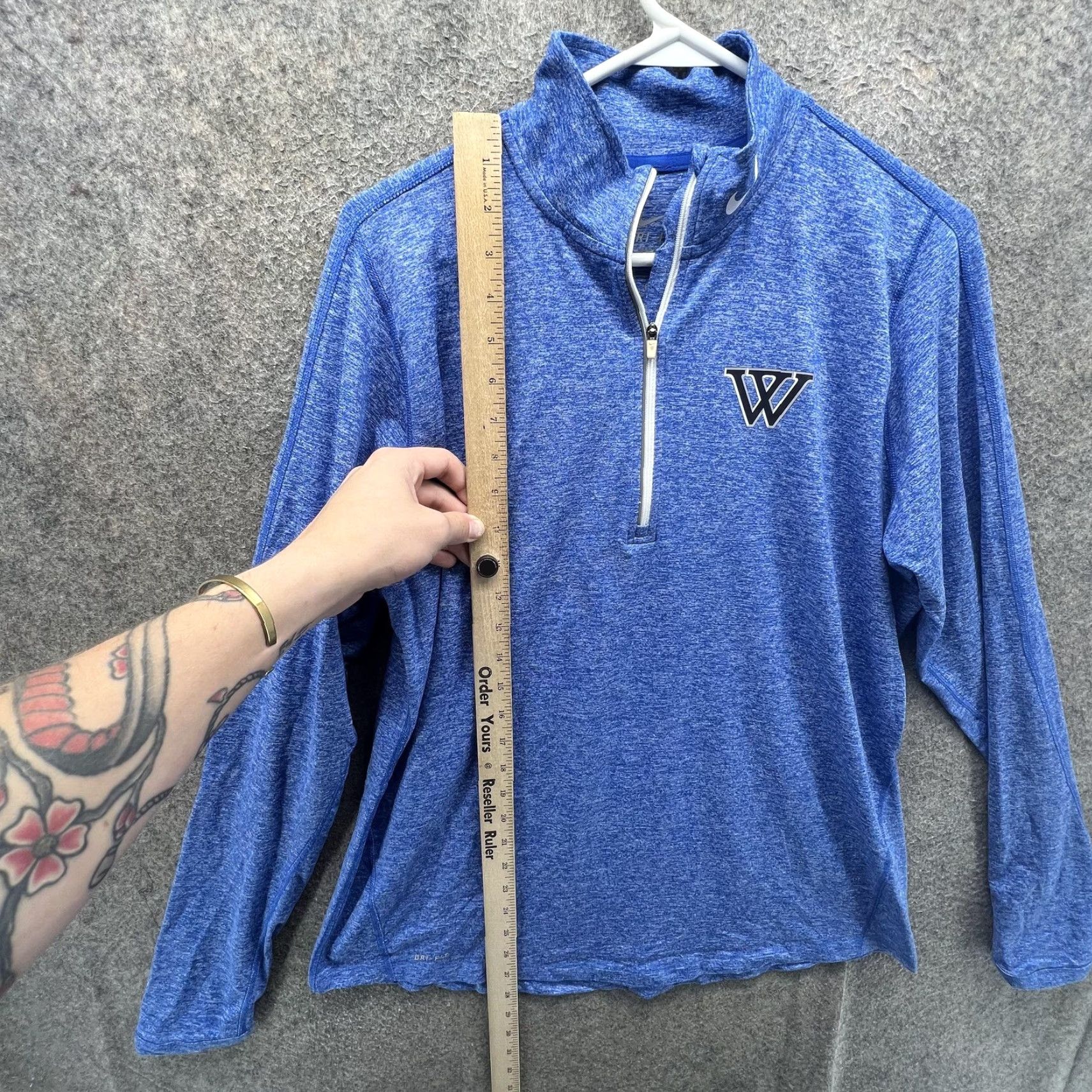 Nike Nike Dri-FIT Pullover Shirt Women XL Blue Heather 1/4 Zip W Logo Long Sleeve Top Size XL / US 12-14 / IT 48-50 - 5 Thumbnail