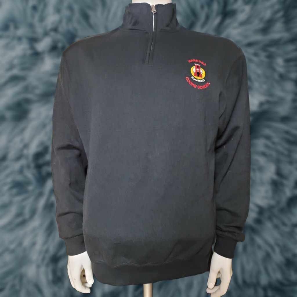 Jerzees Jerzees Sweatshirt Pullover 1/4 Zip School Union Graphic Print Black M Mens Size US M / EU 48-50 / 2 - 1 Thumbnail