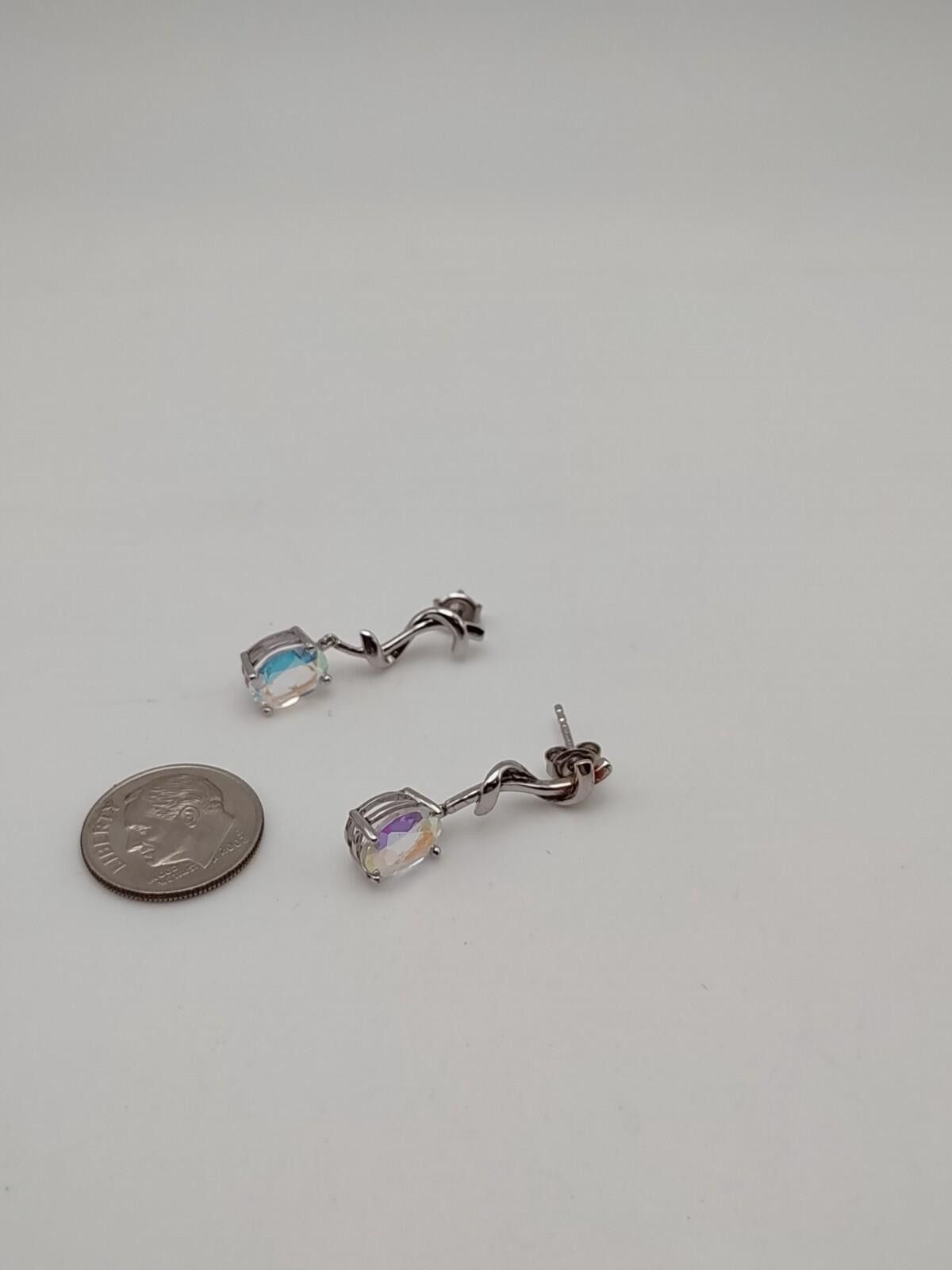 The Unbranded Brand Sterling CZ Drop Earrings AB Finish Prom Bridal 925 Size ONE SIZE - 4 Thumbnail