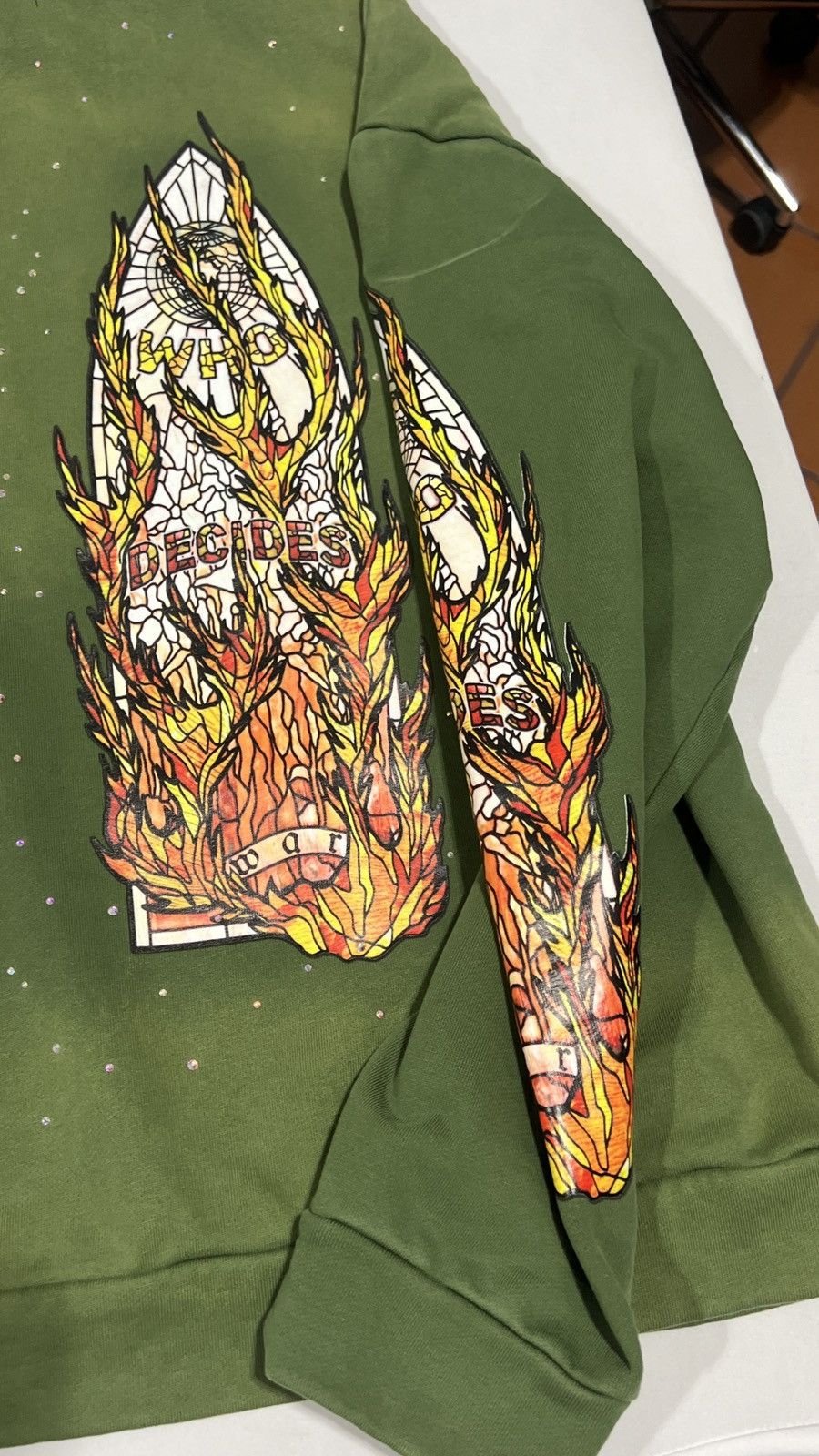 Who Decides War Who Decides War Rhinestone Green Hoodie Size US L / EU 52-54 / 3 - 16 Thumbnail