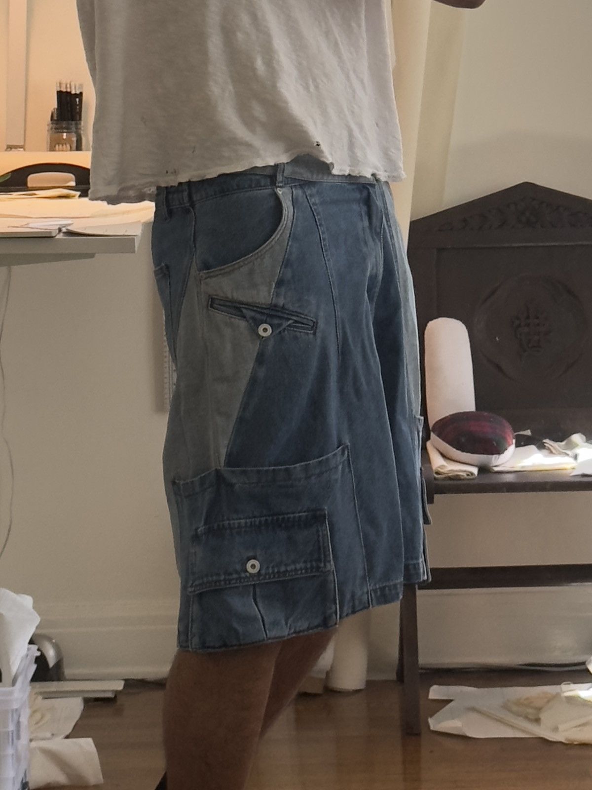 Feng Chen Wang Feng Chen Wang reworked denim cargo shorts Size US 36 / EU 52 - 6 Thumbnail